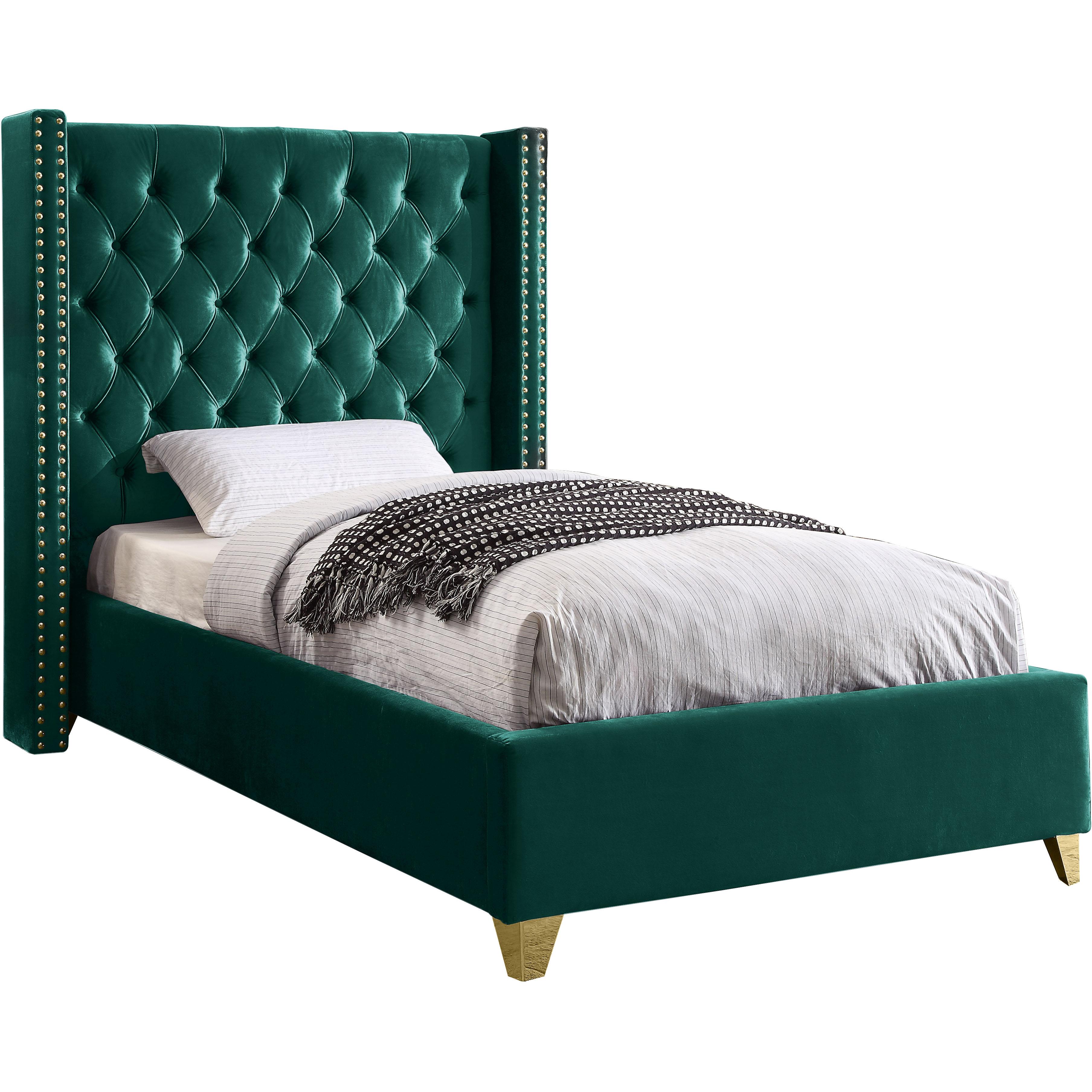 Meridian Barolo Green Velvet Twin Bed