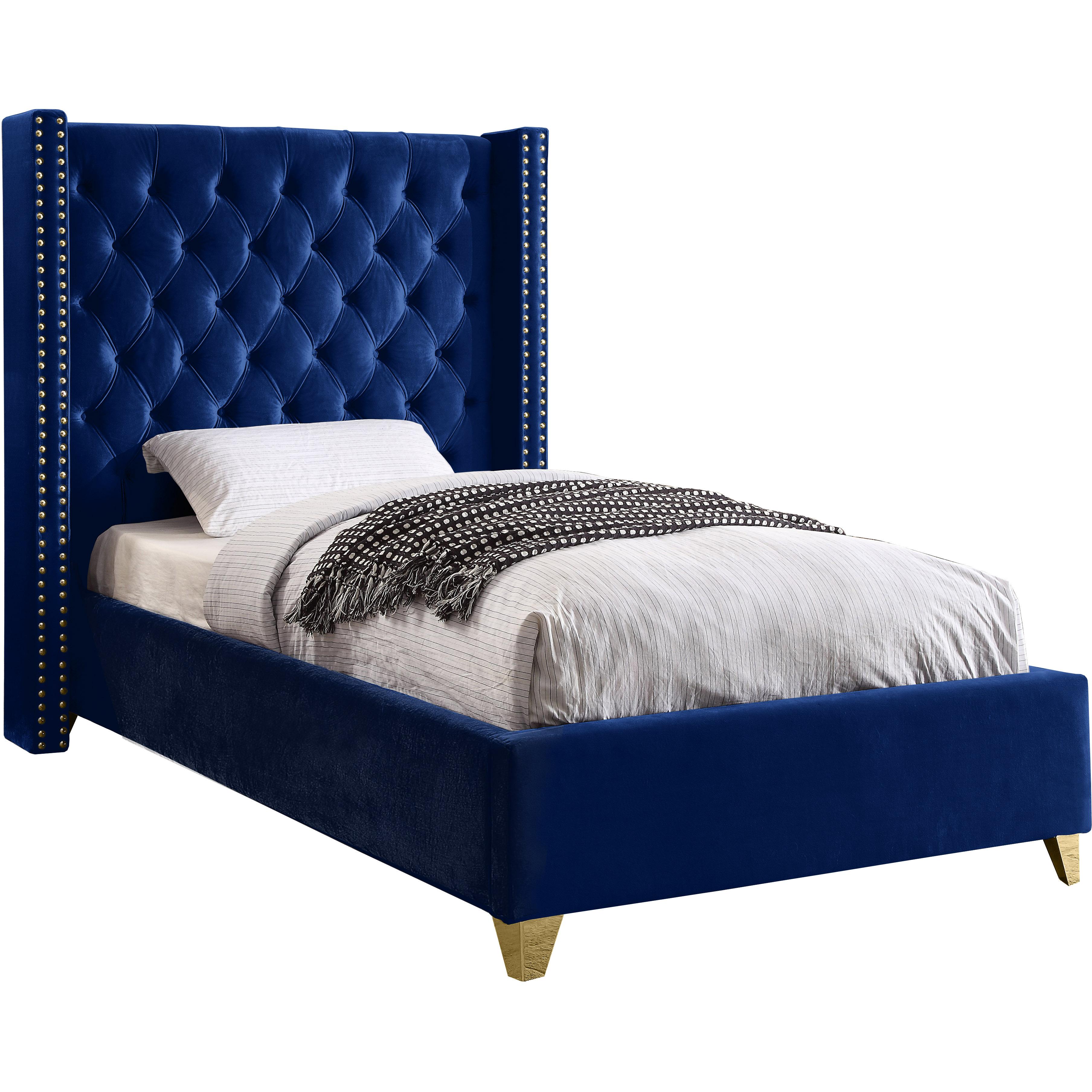 Meridian Barolo Navy Velvet Twin Bed