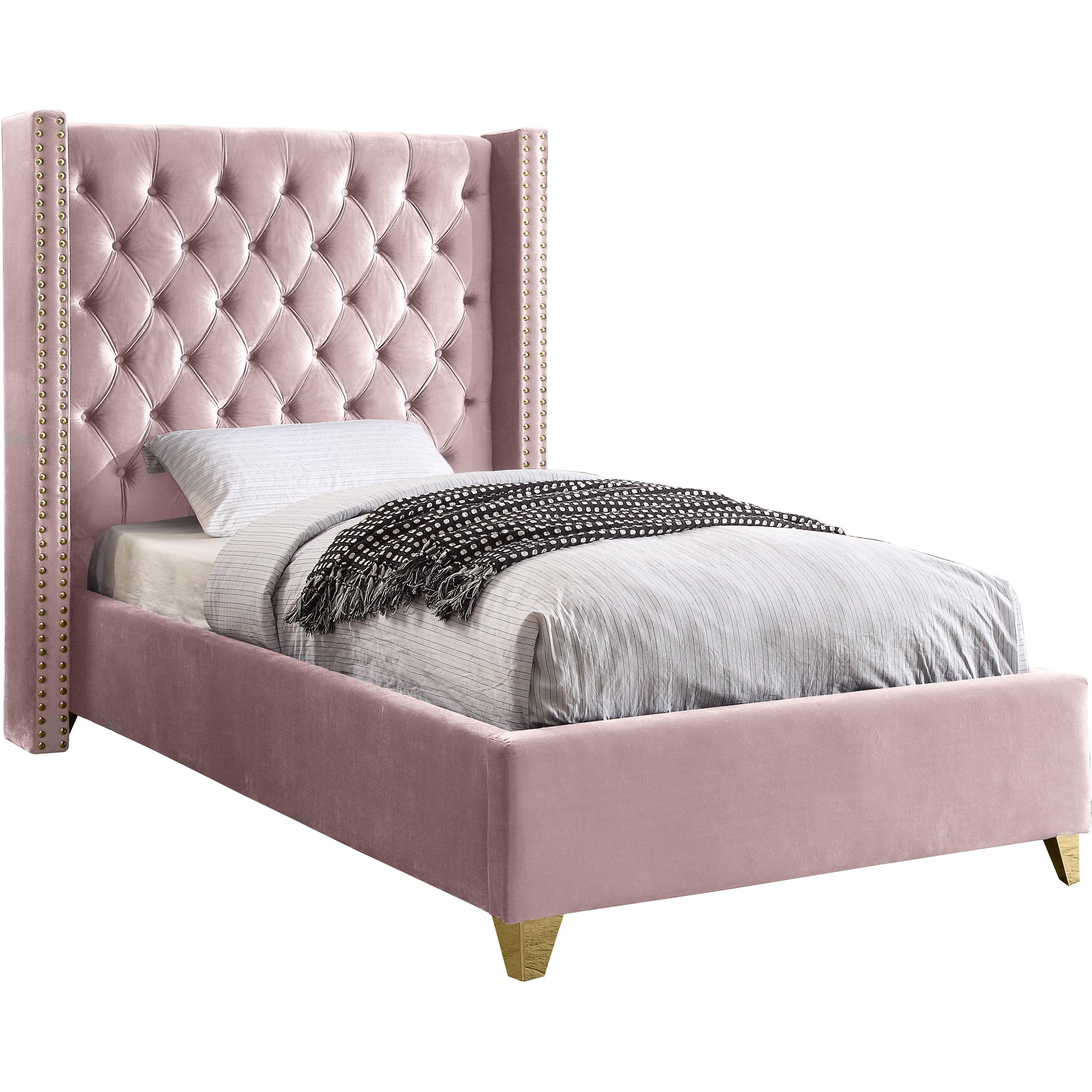 Meridian Barolo Pink Velvet Twin Bed