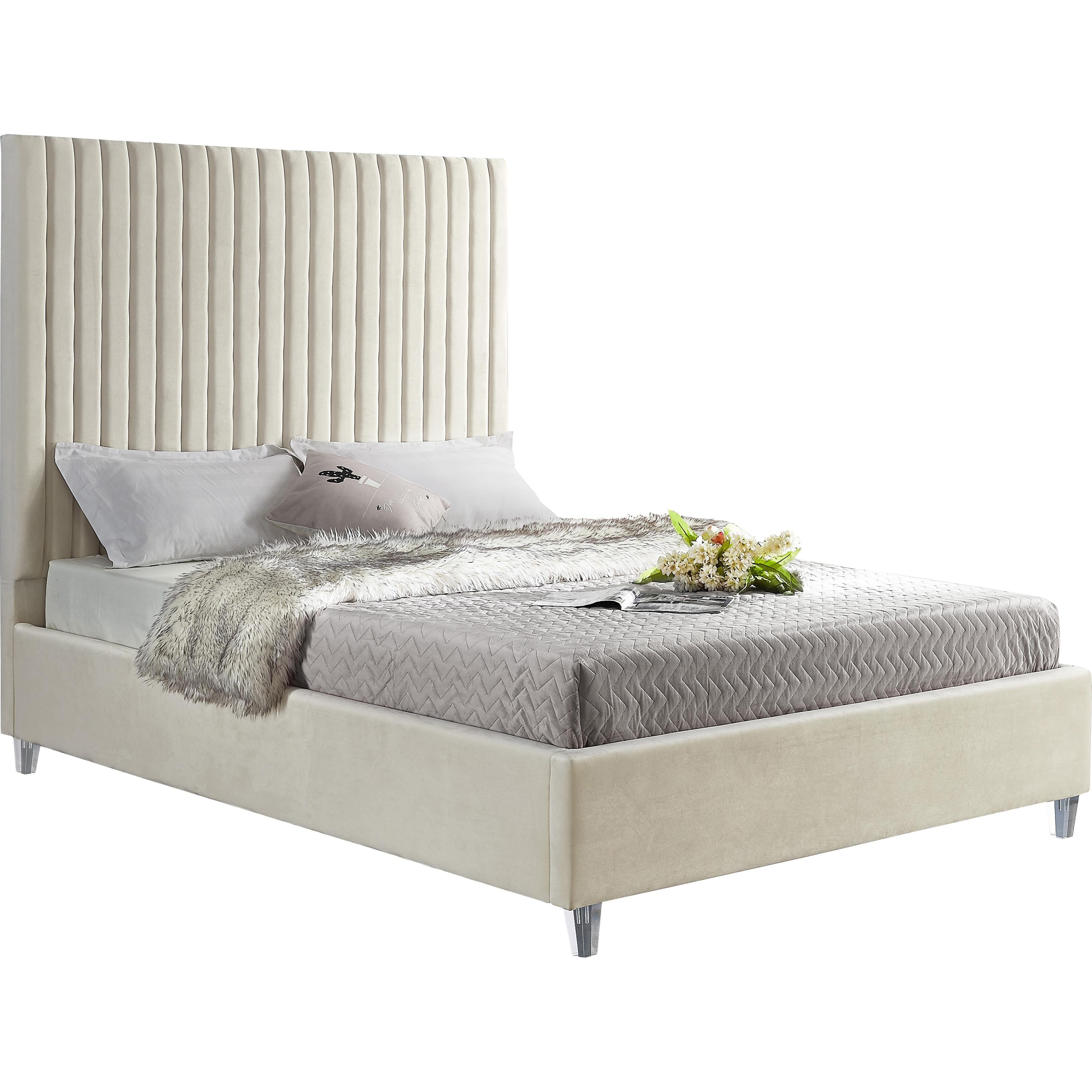 Meridian Candace Cream Velvet Full Bed