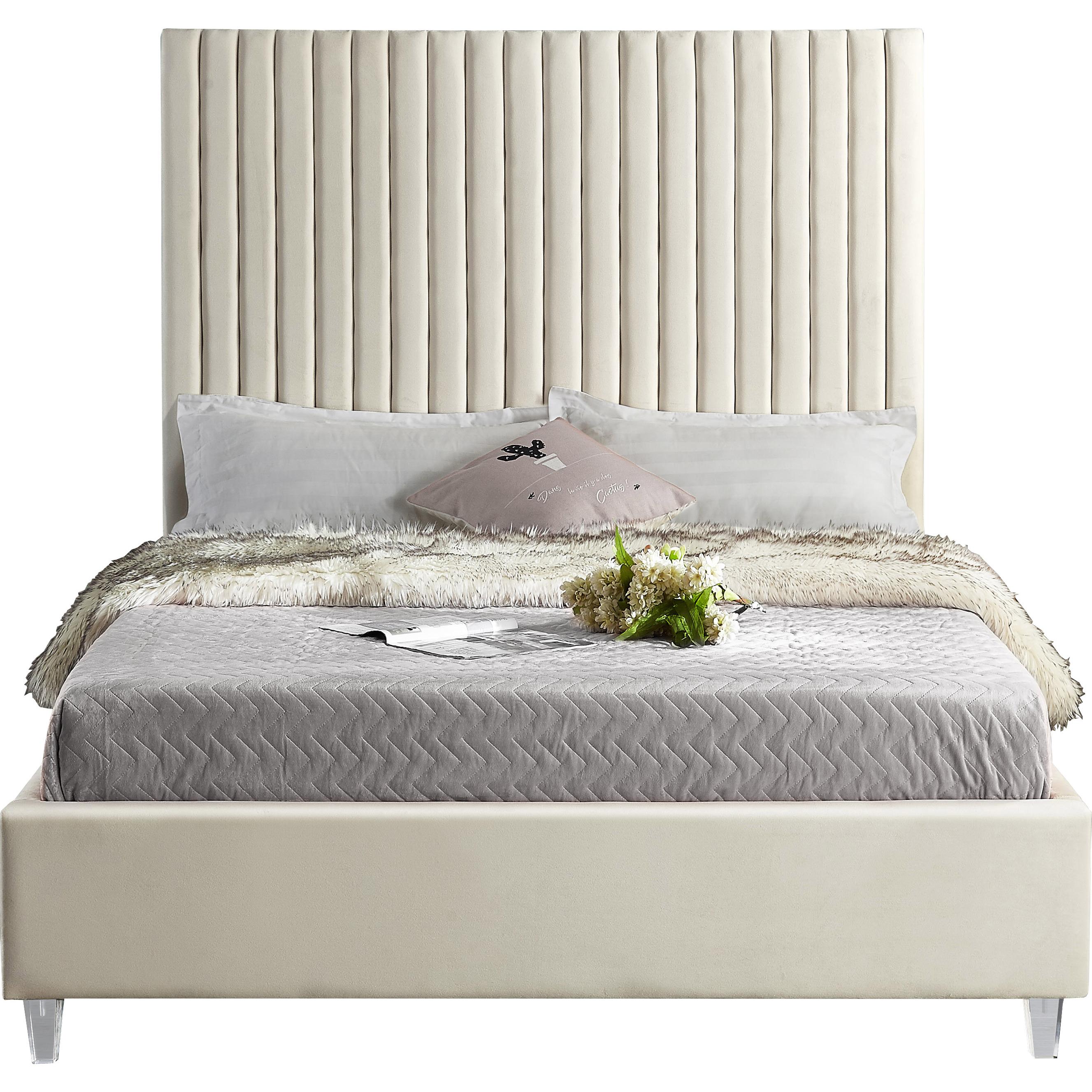 Meridian Candace Cream Velvet Full Bed