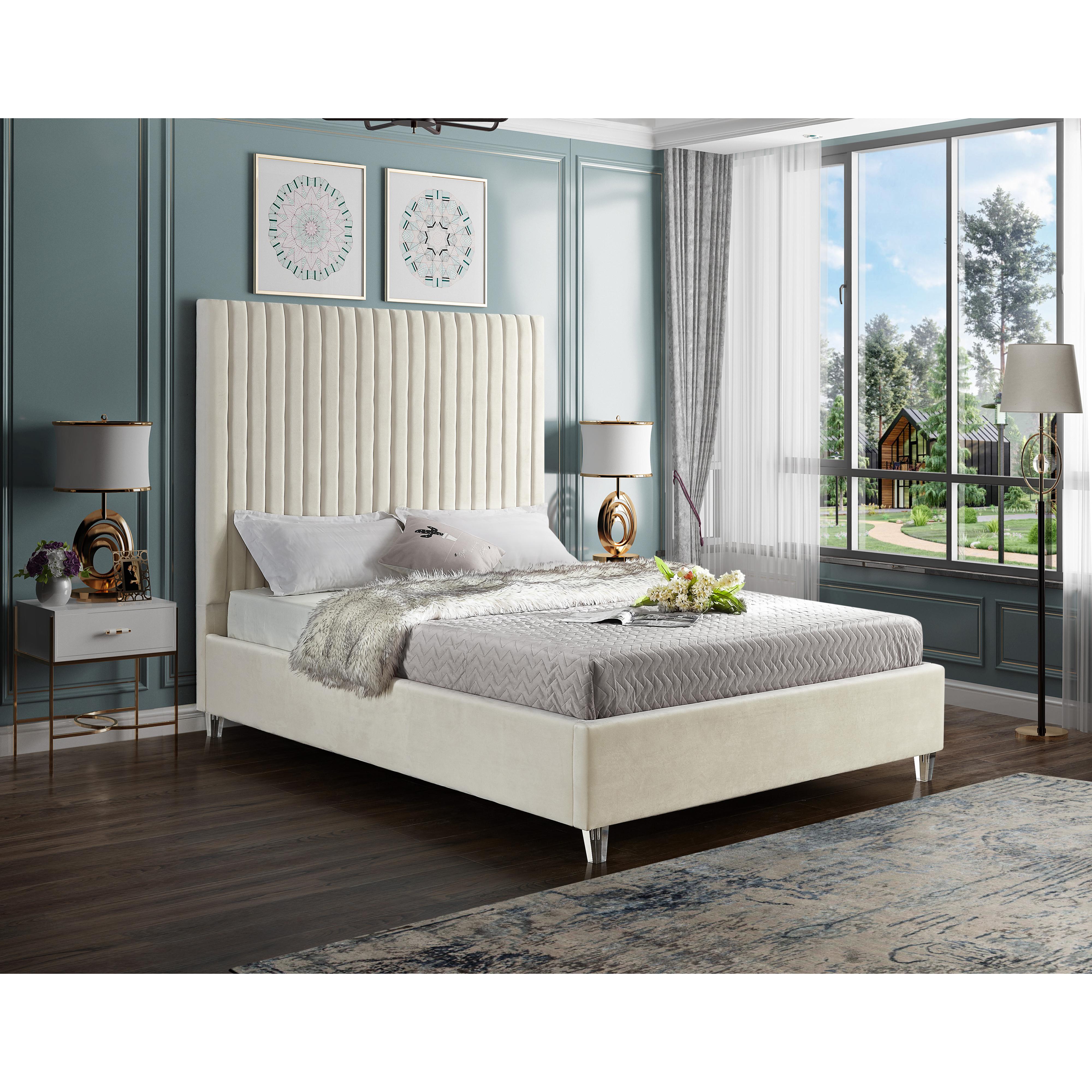 Meridian Candace Cream Velvet Full Bed