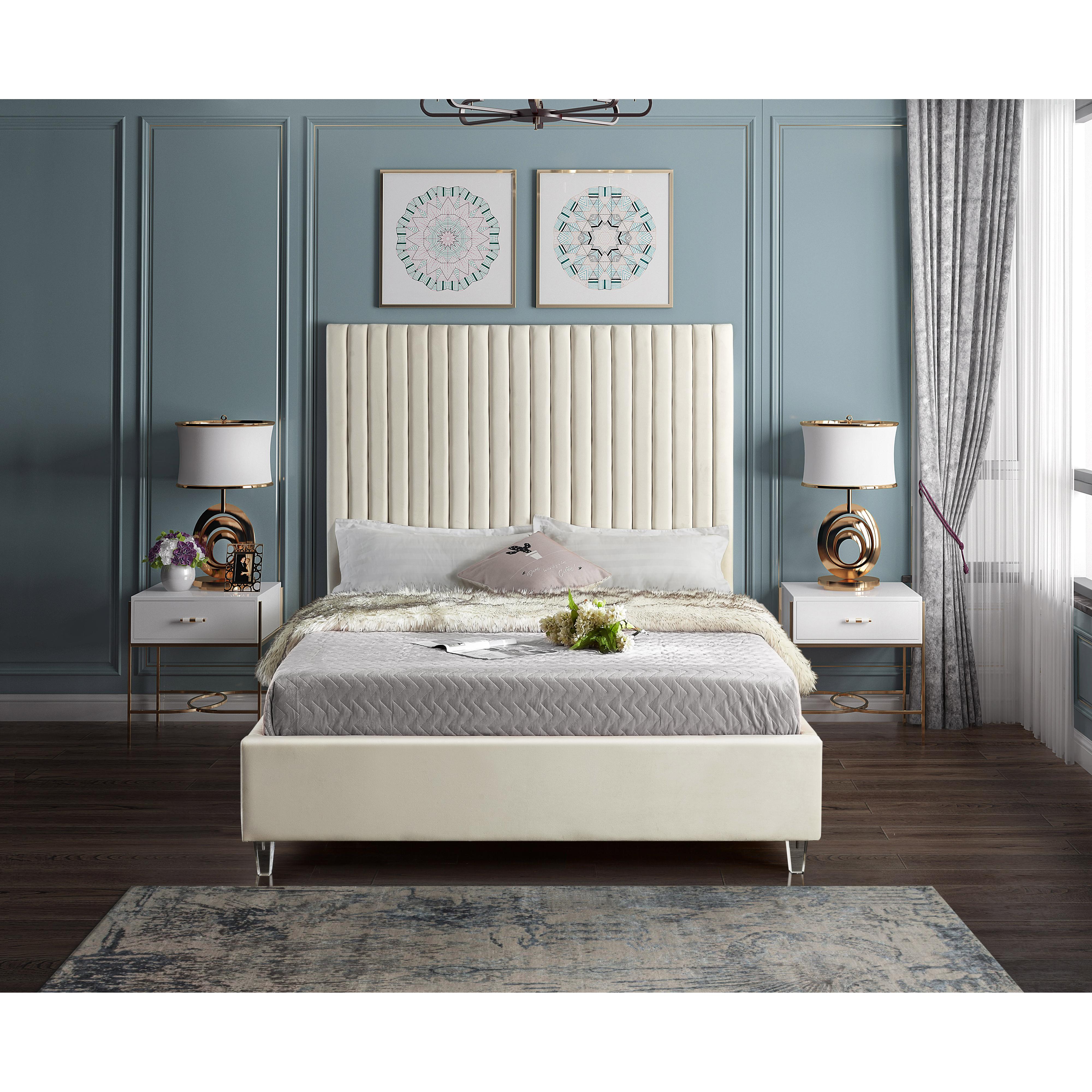 Meridian Candace Cream Velvet Full Bed