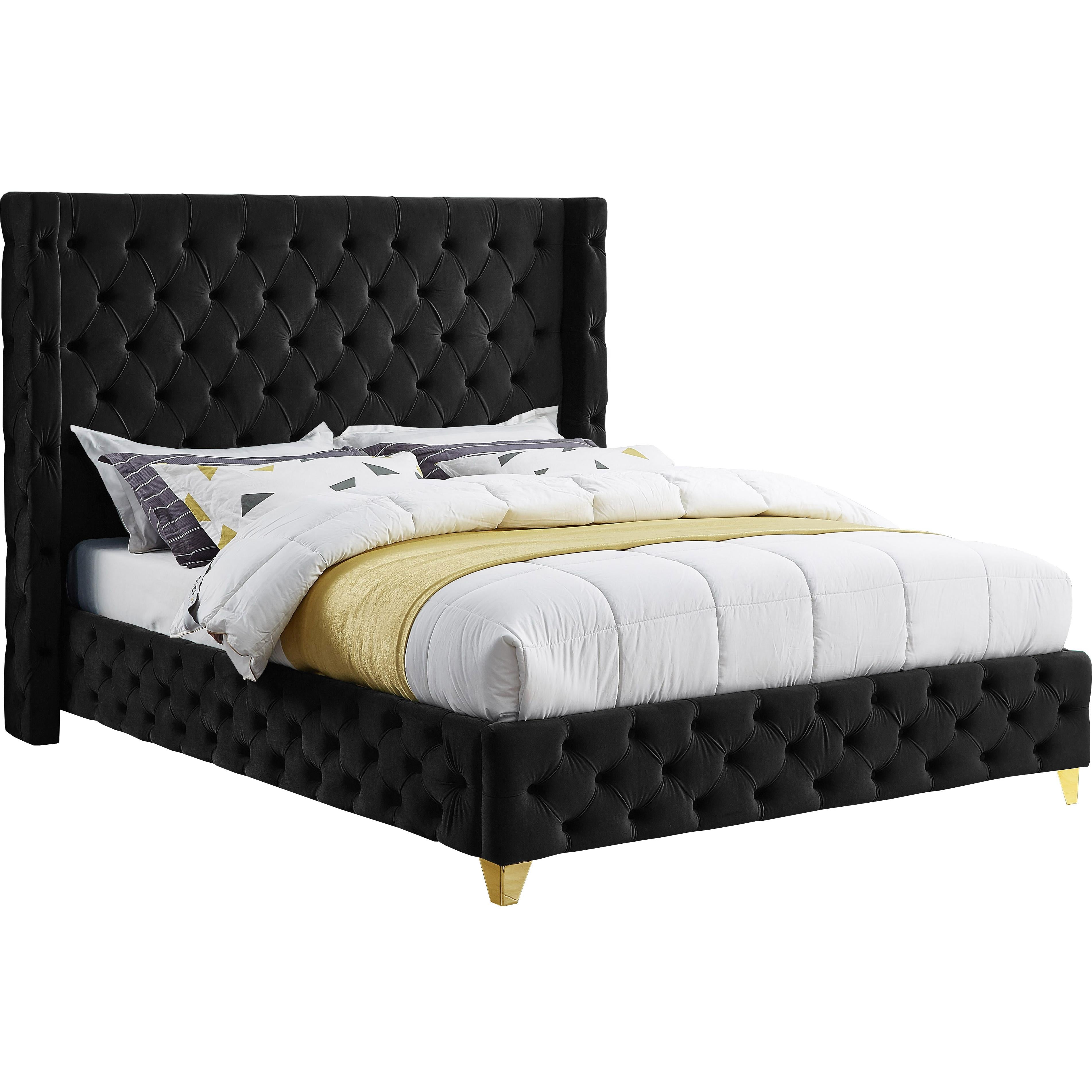 Meridian Savan Black Velvet Full Bed