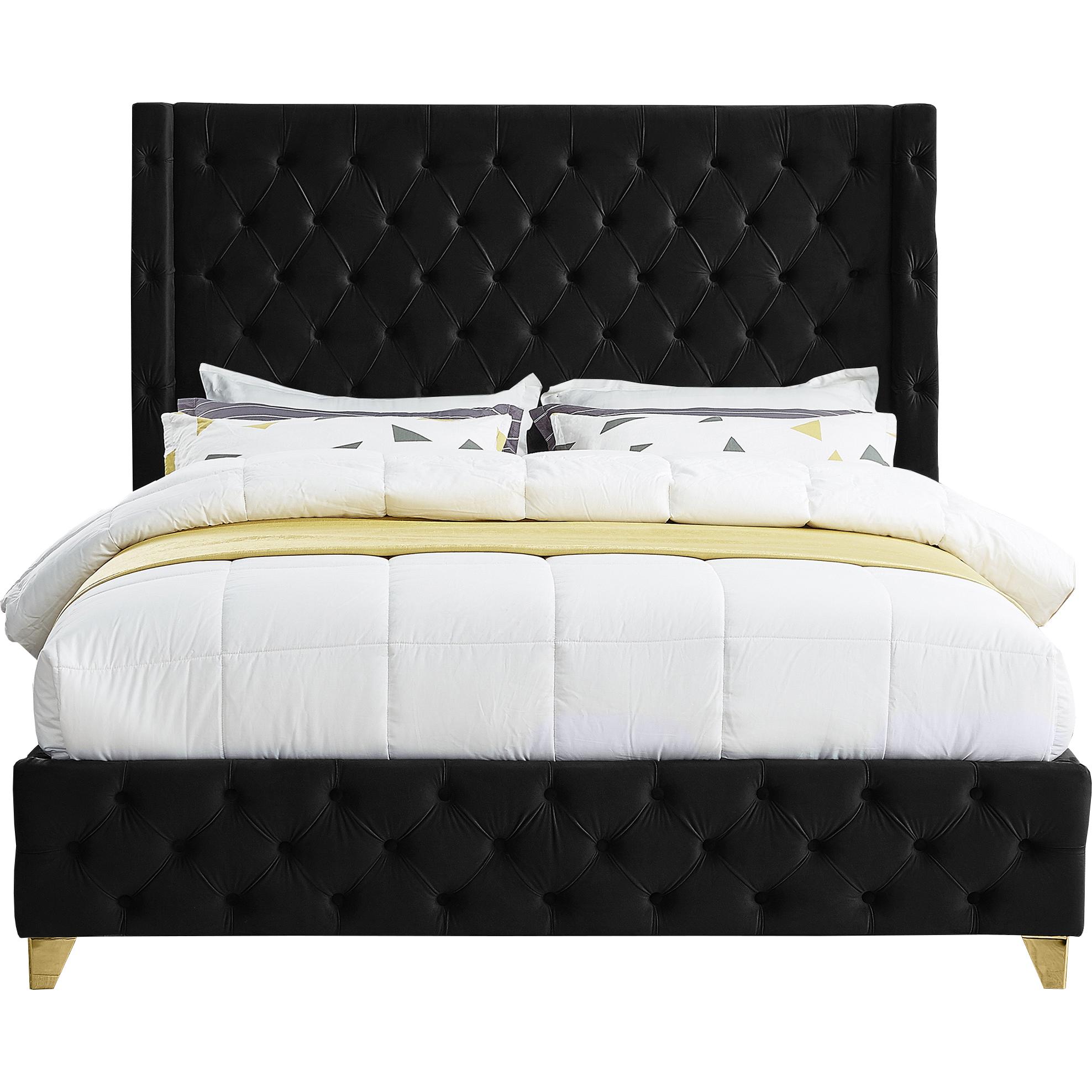 Meridian Savan Black Velvet Full Bed