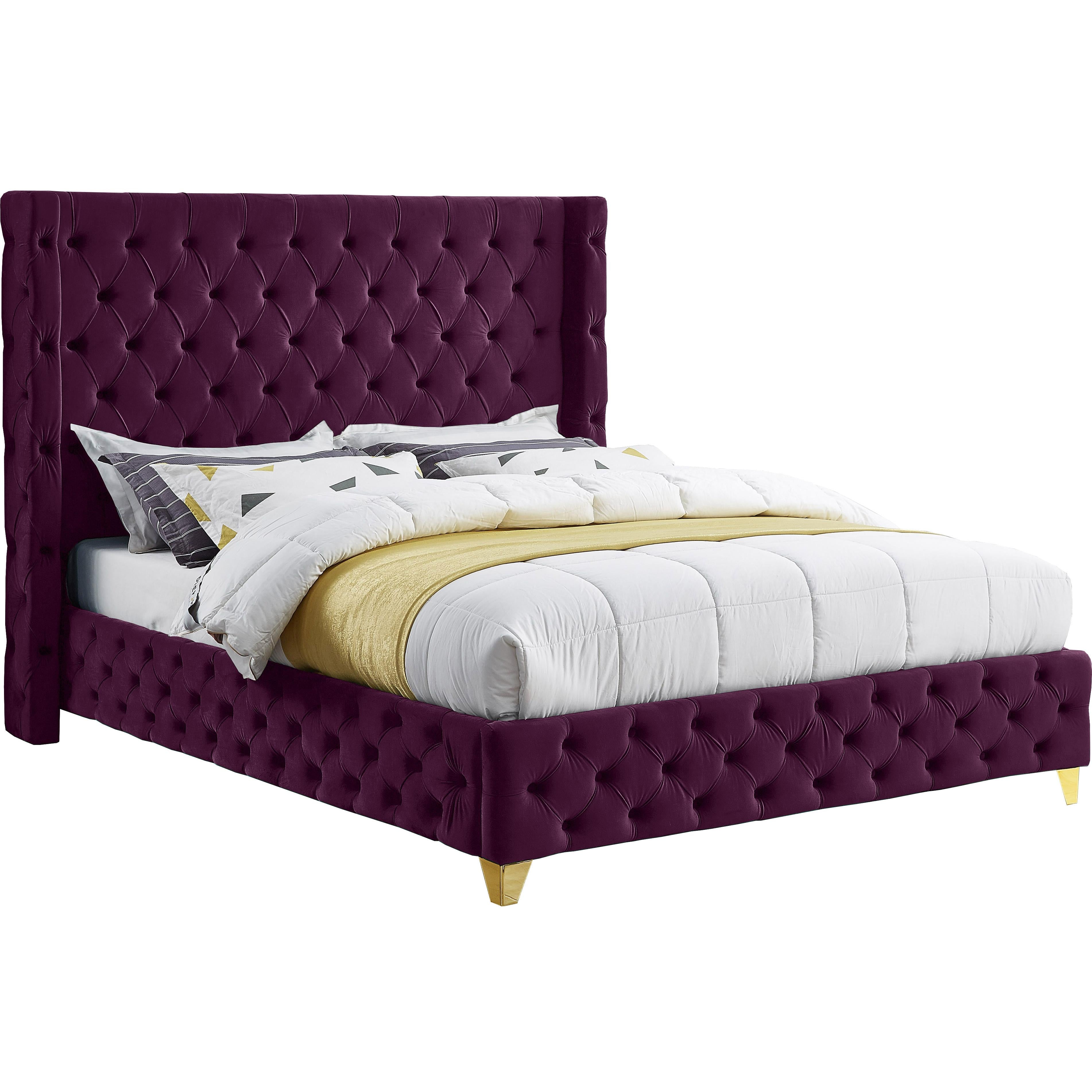 Meridian Savan Purple Velvet Full Bed