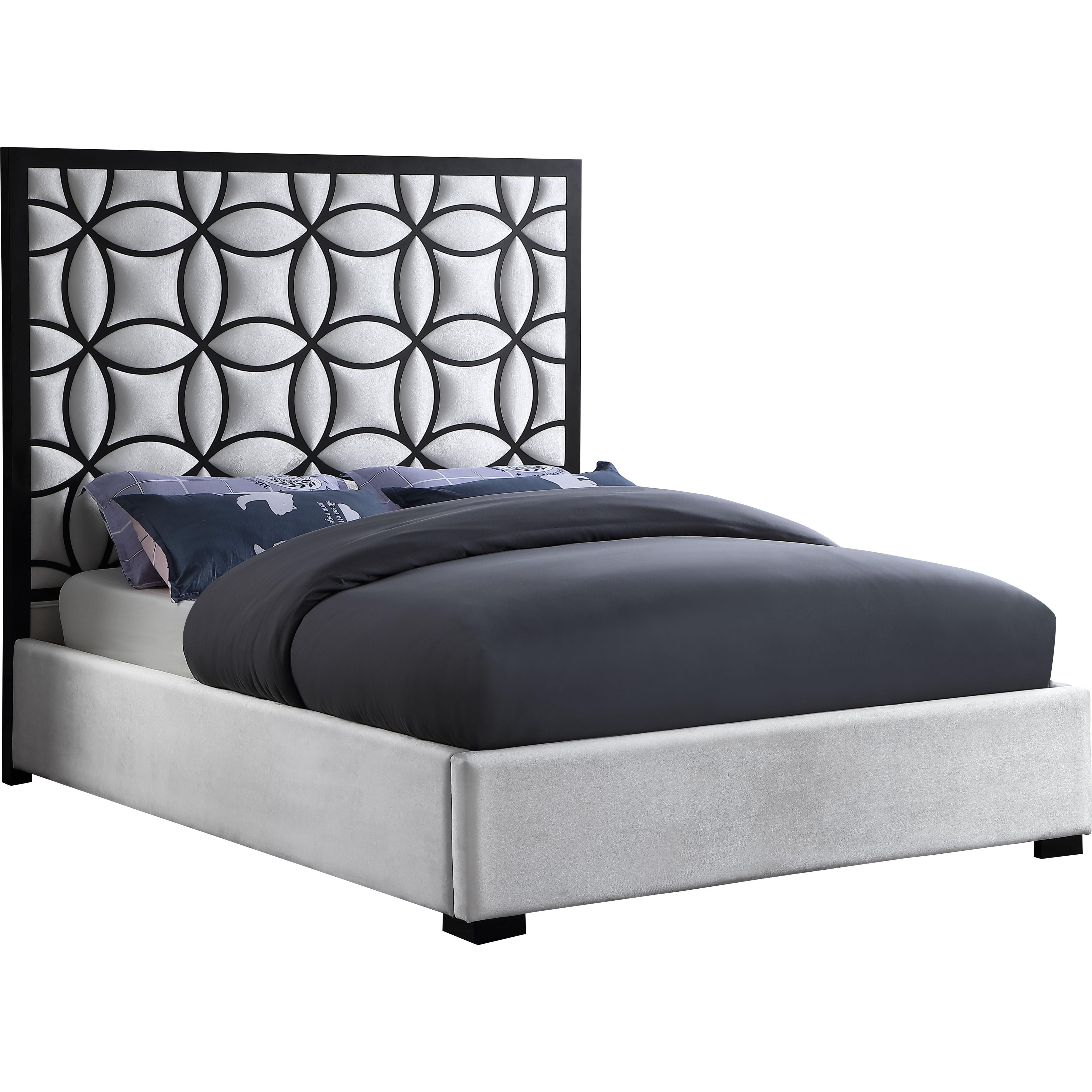 Meridian Taj White Velvet King Bed