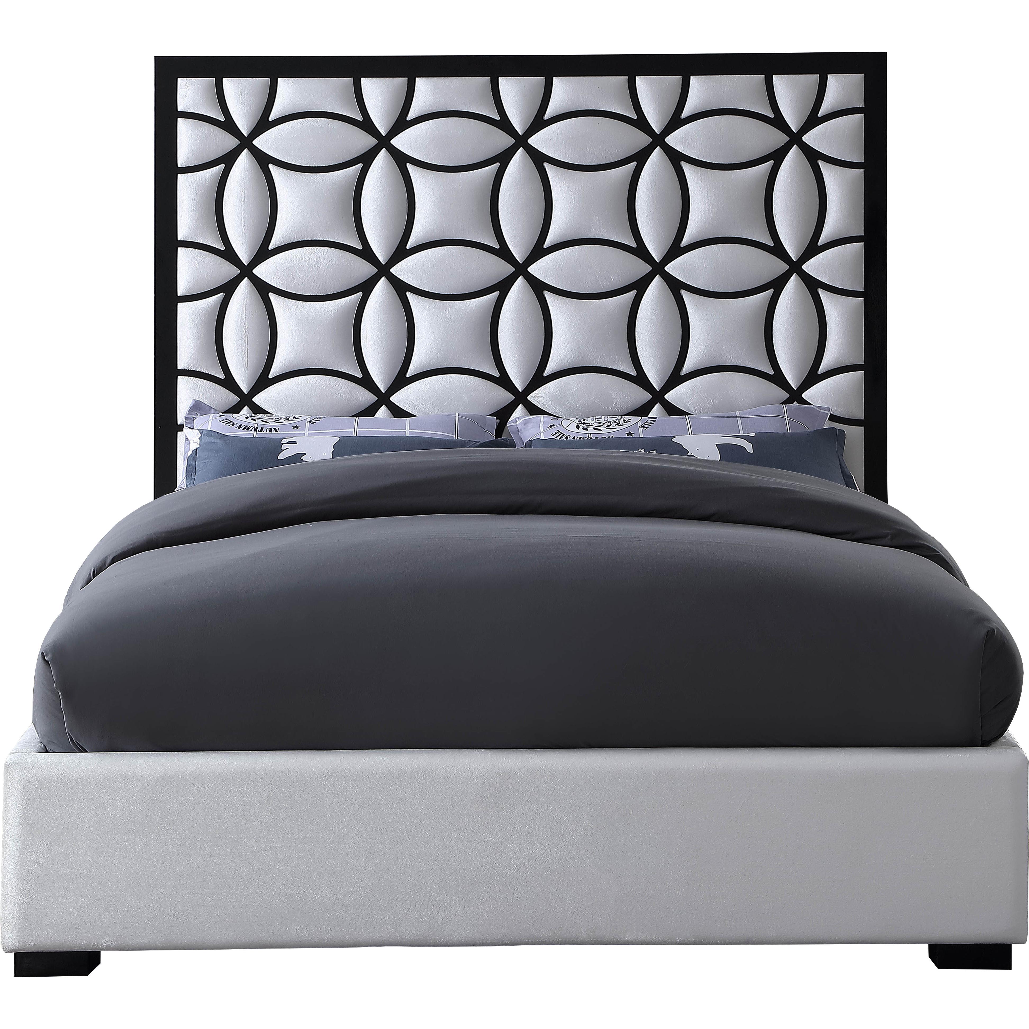 Meridian Taj White Velvet King Bed