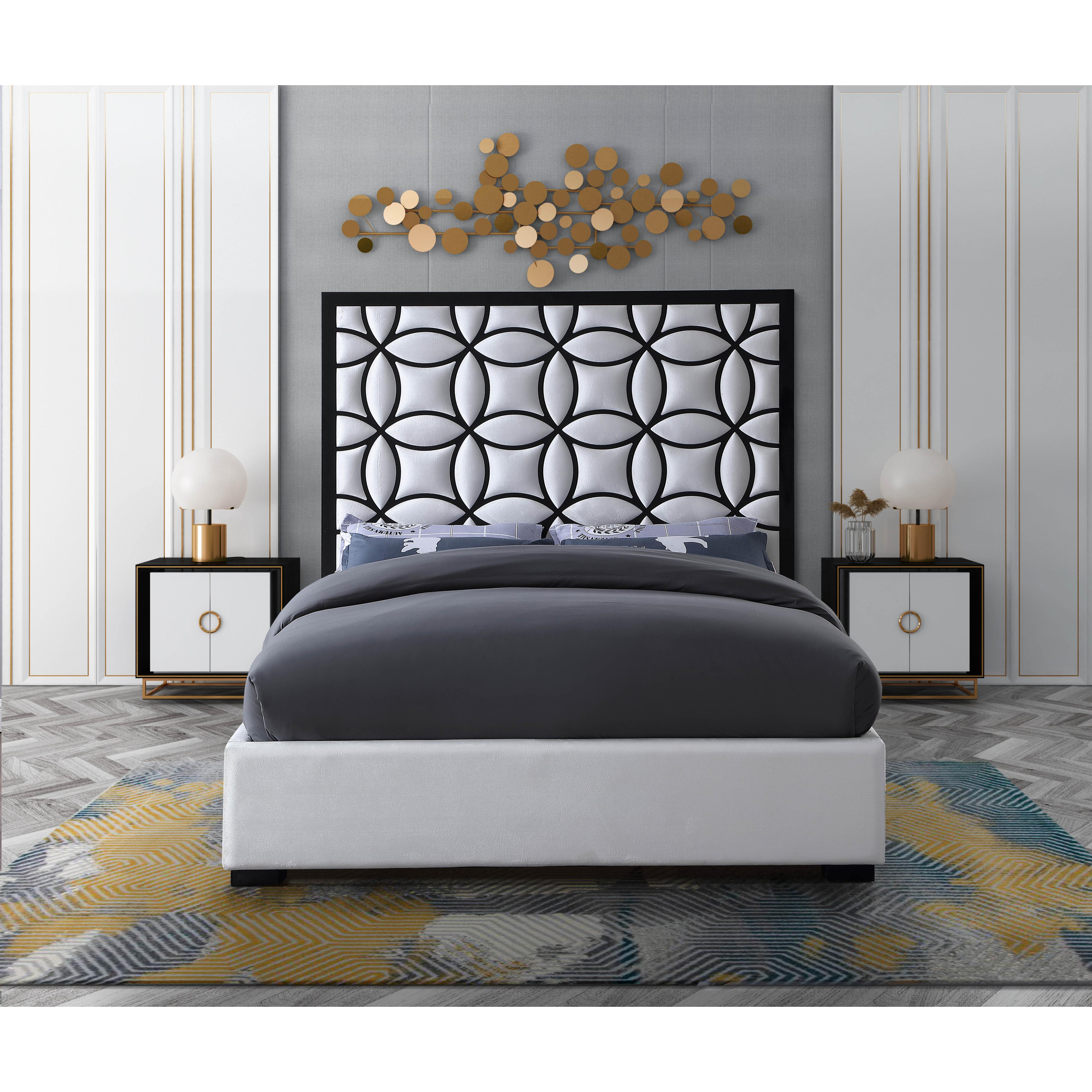 Meridian Taj White Velvet King Bed