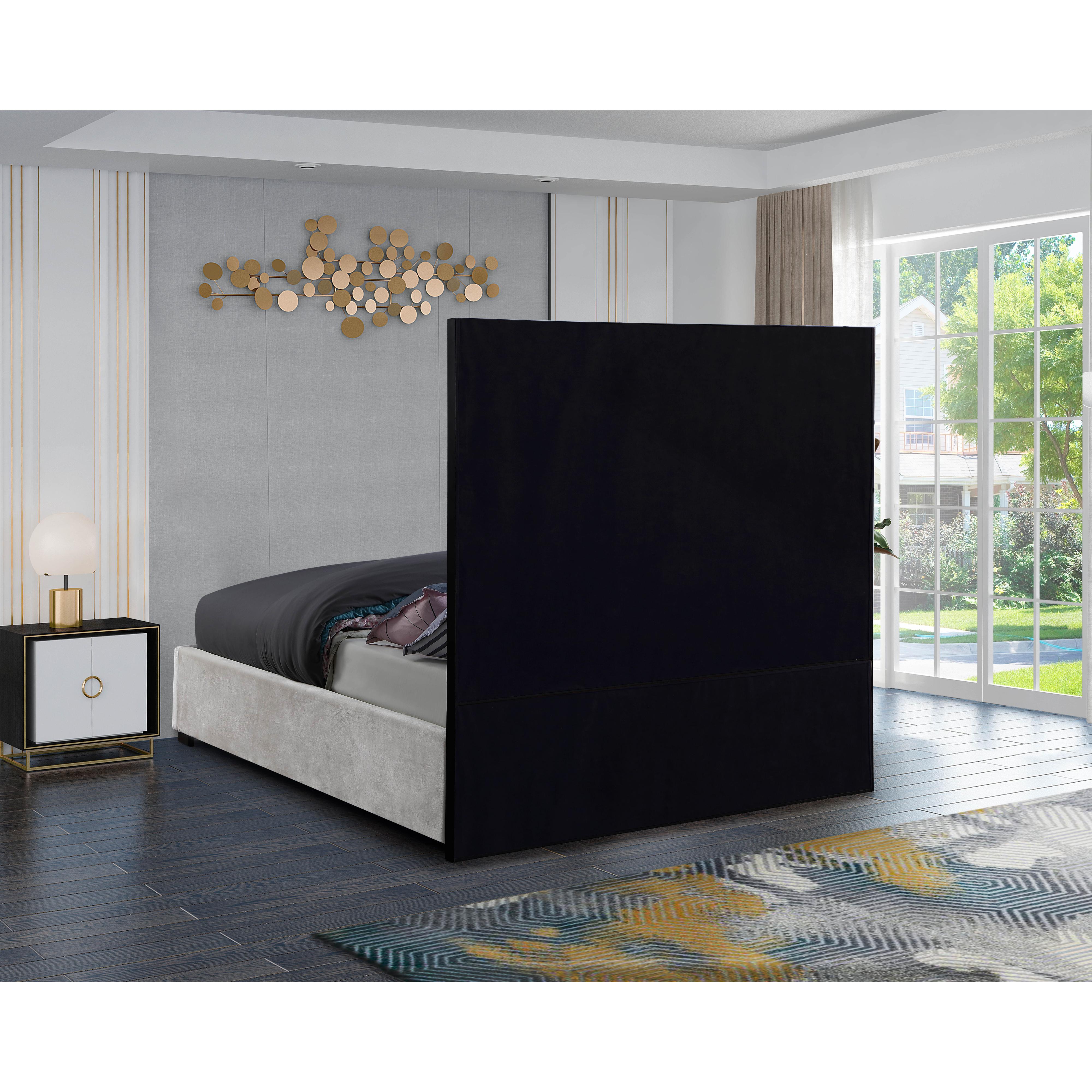 Meridian Taj White Velvet Queen Bed