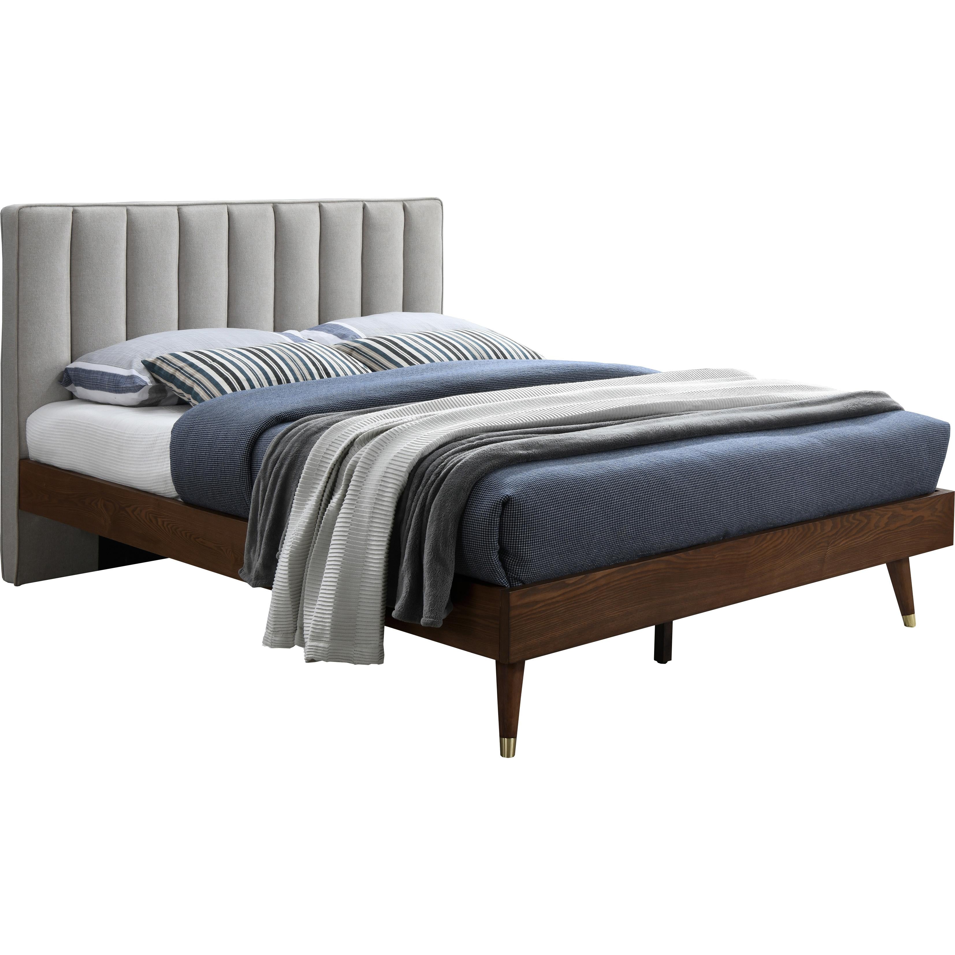 Meridian Vance Beige Linen Textured Fabric King Bed (3 Boxes)