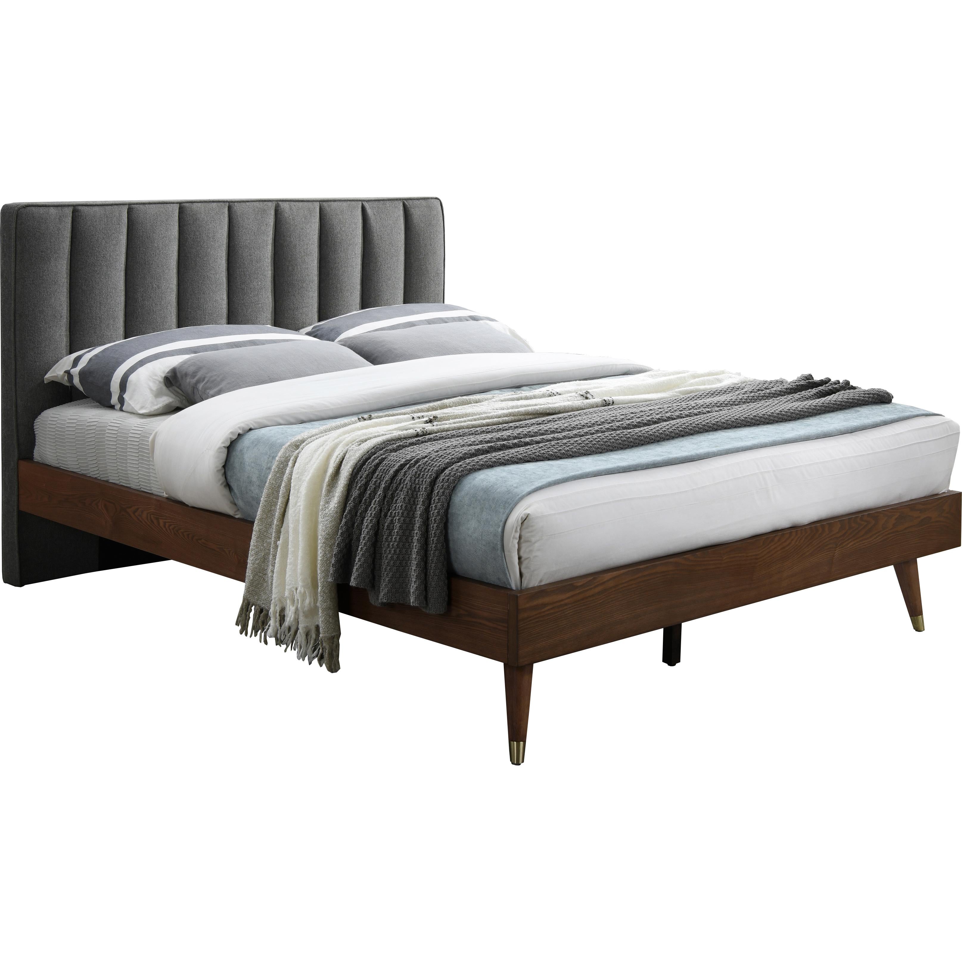 Meridian Vance Grey Linen Textured Fabric King Bed (3 Boxes)