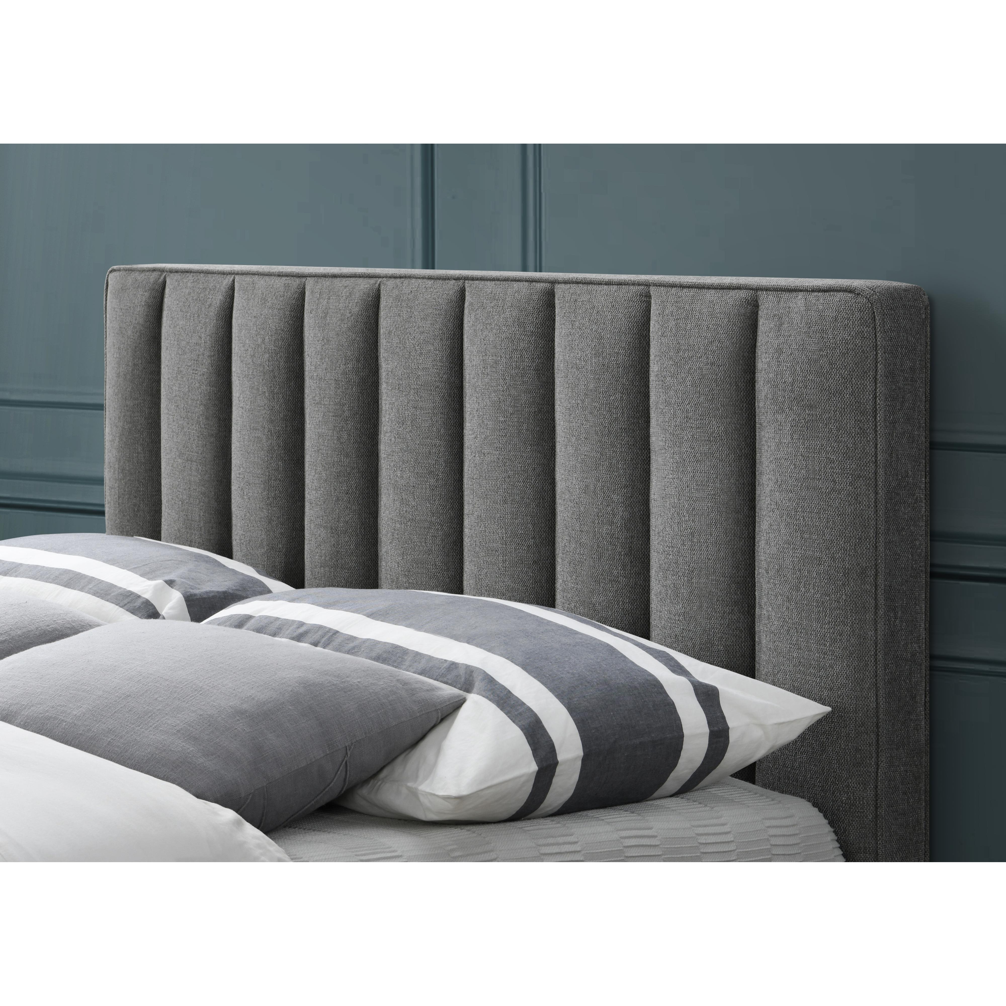 Meridian Vance Grey Linen Textured Fabric King Bed (3 Boxes)