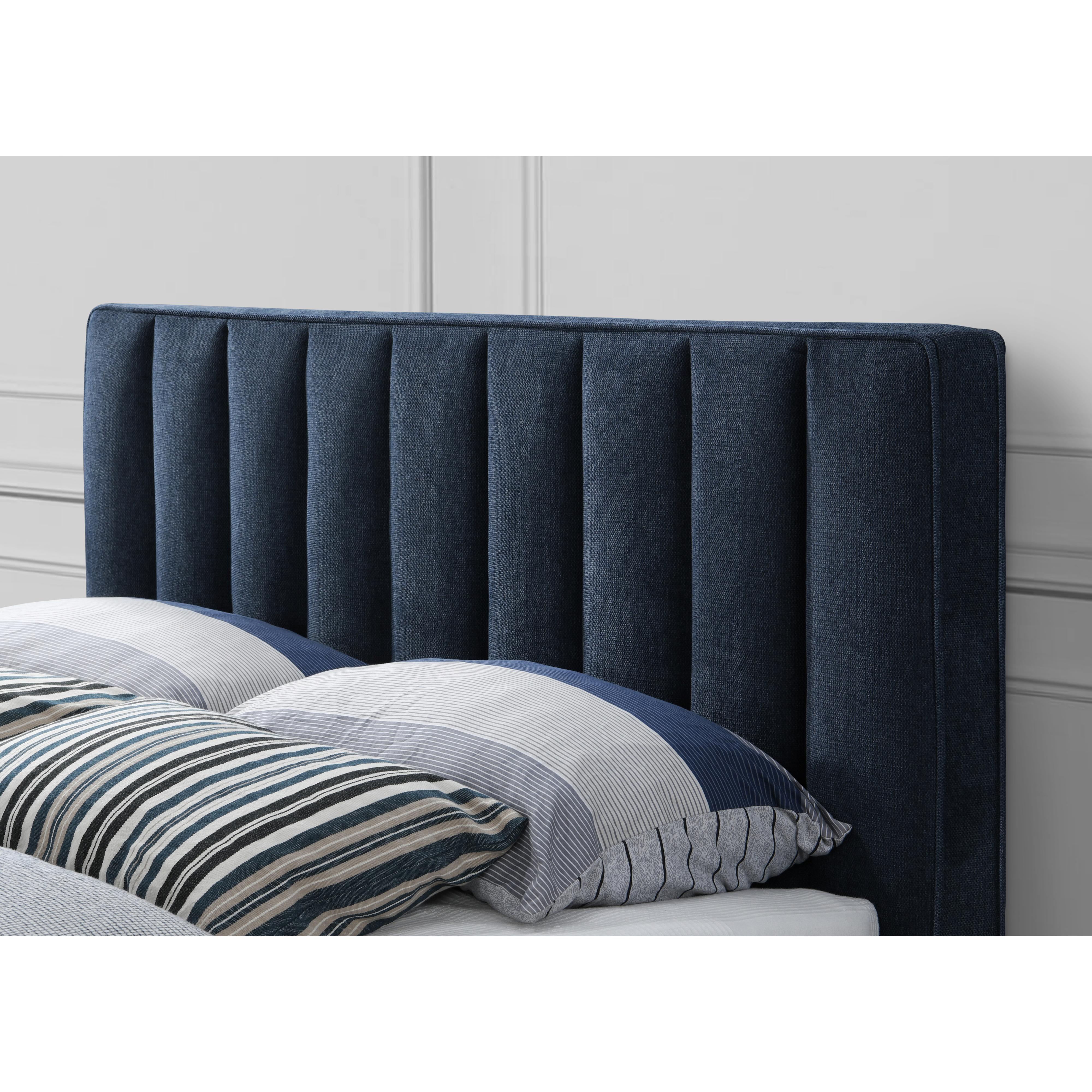 Meridian Vance Navy Linen Textured Fabric King Bed (3 Boxes)