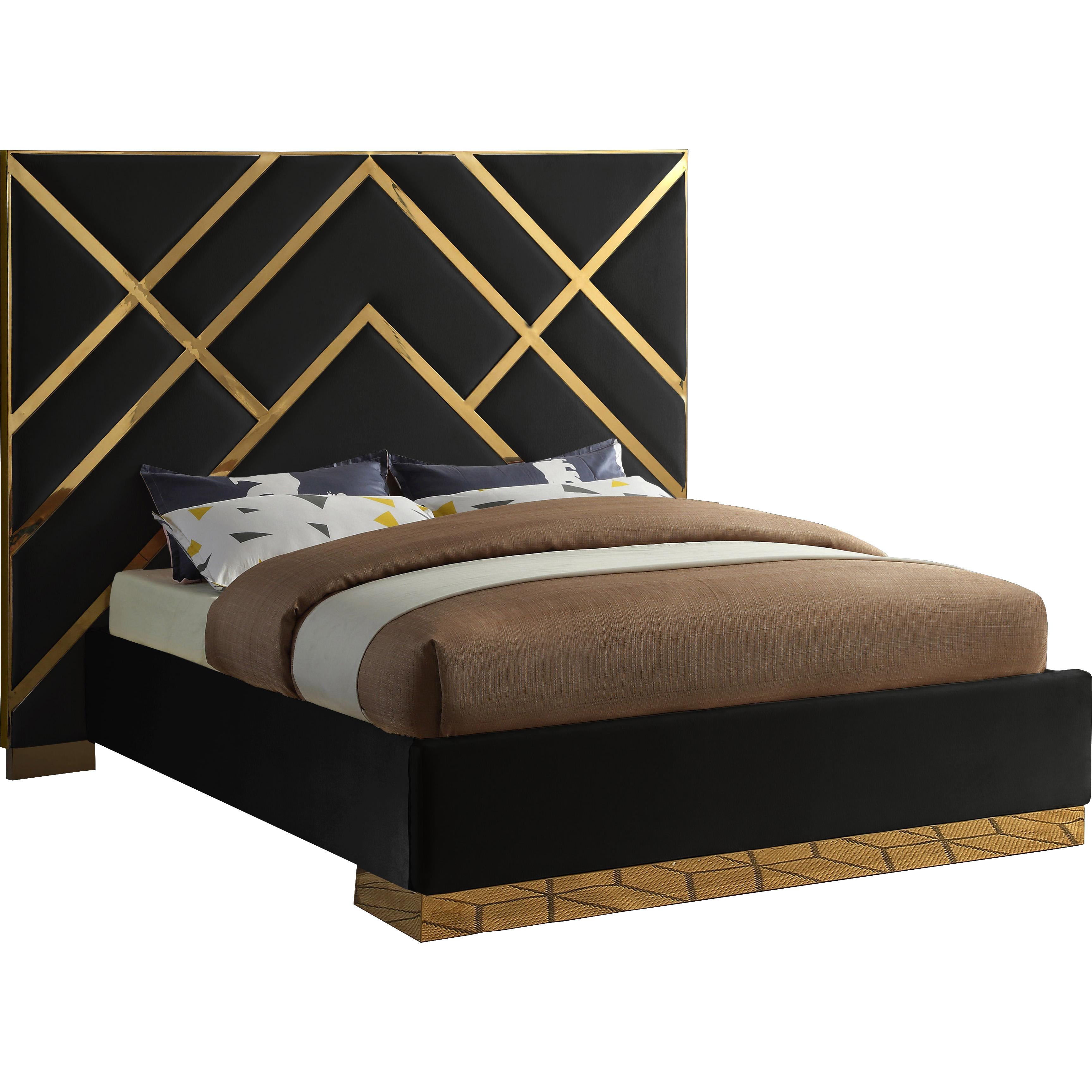 Meridian Vector Black Velvet King Bed