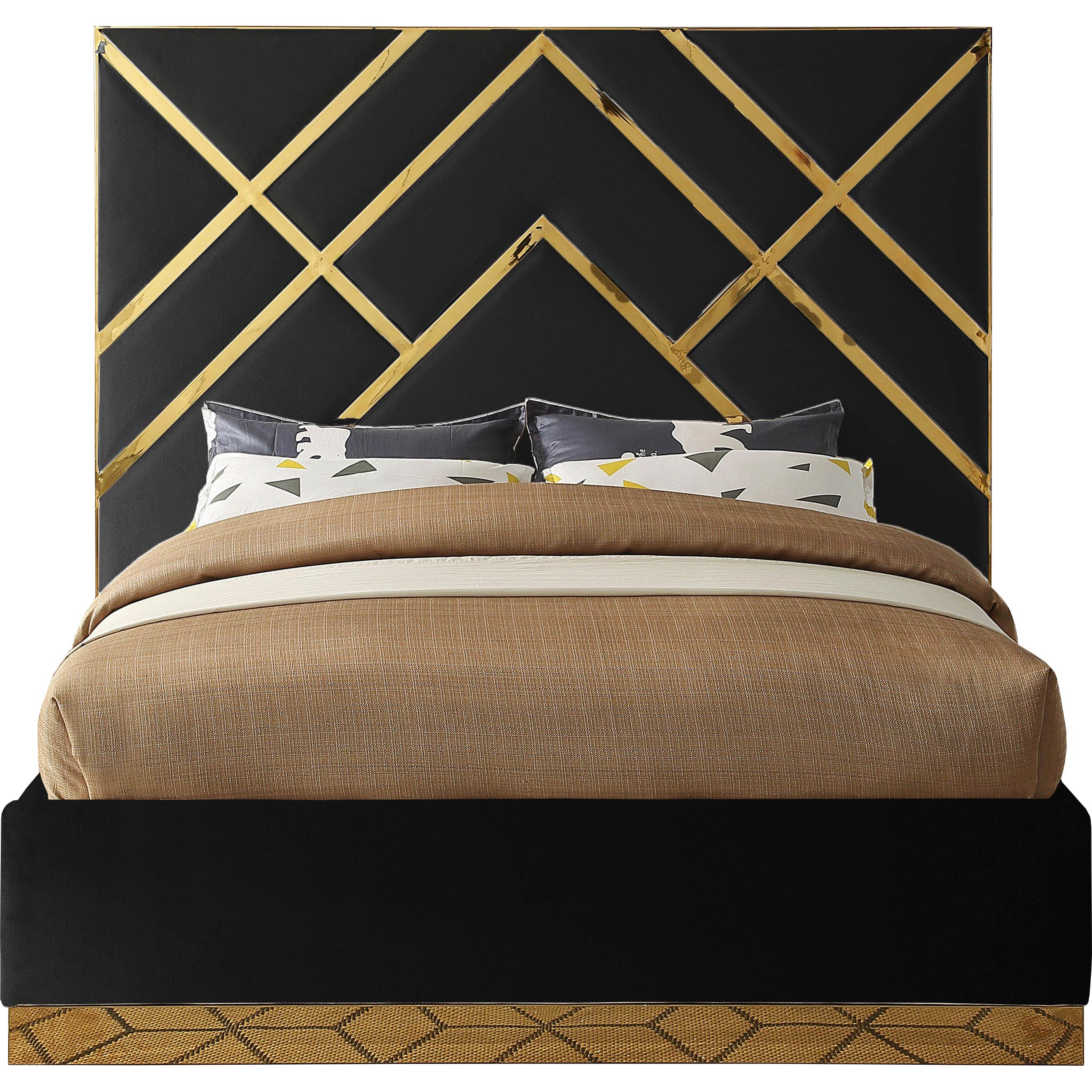 Meridian Vector Black Velvet King Bed