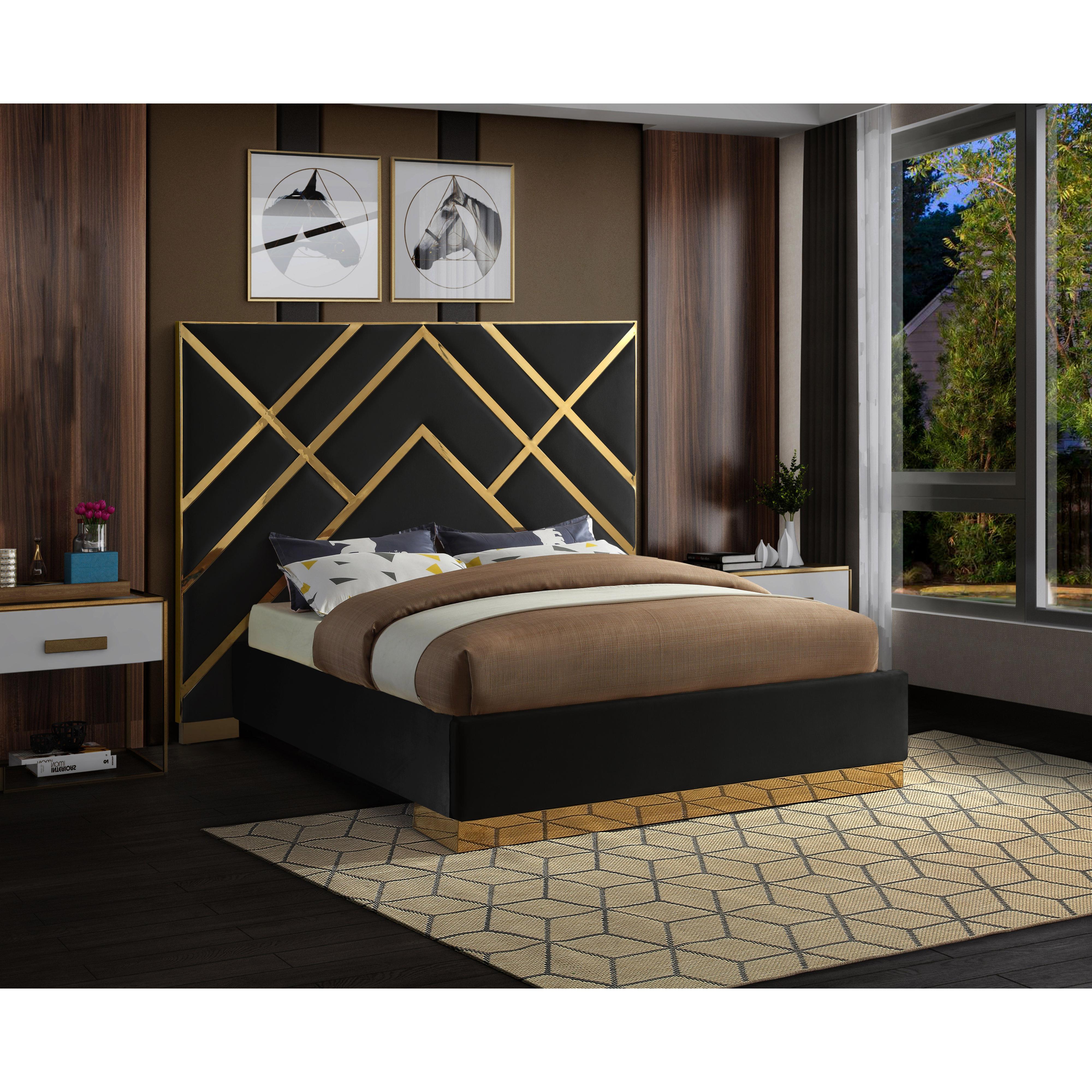 Meridian Vector Black Velvet King Bed