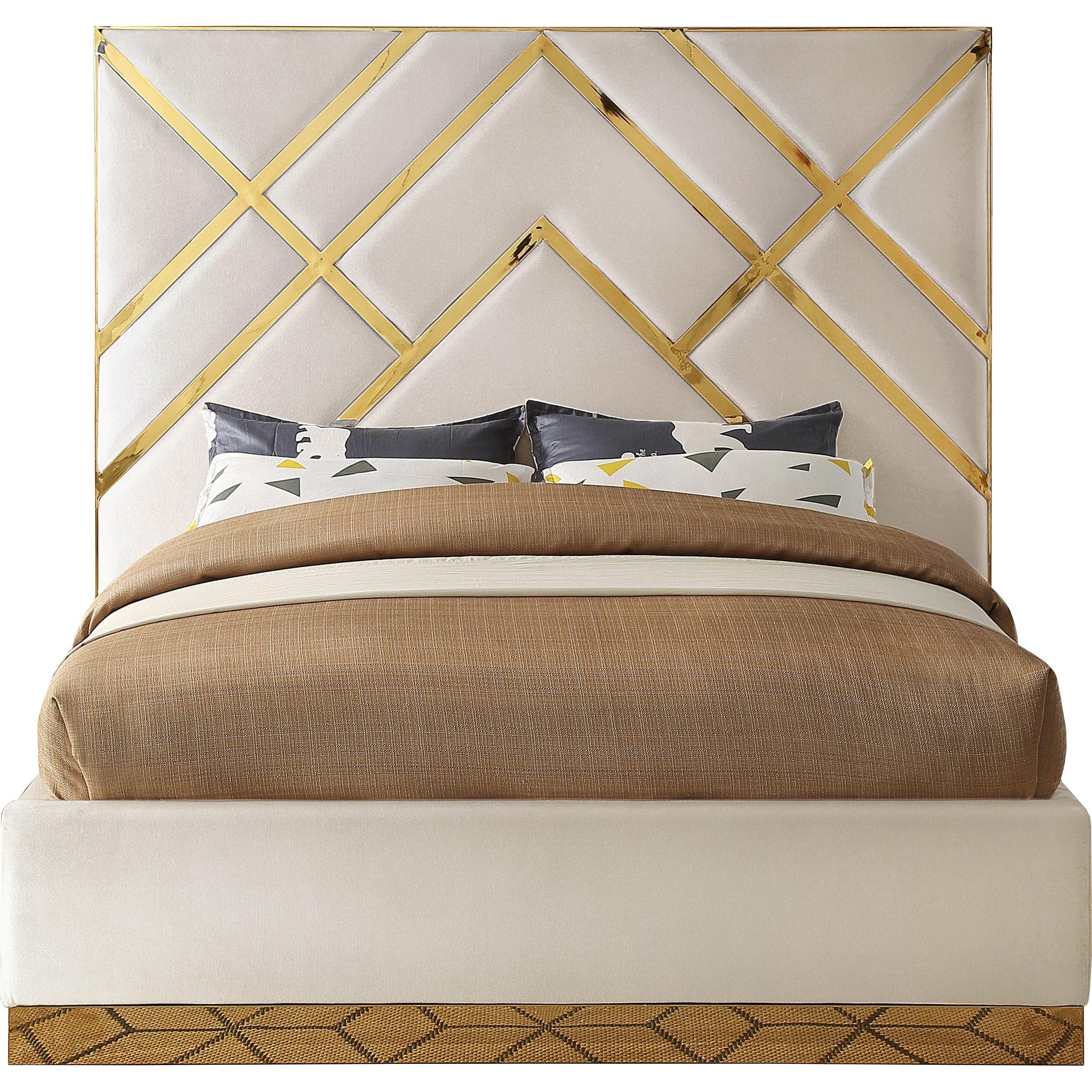 Meridian Vector Cream Velvet King Bed