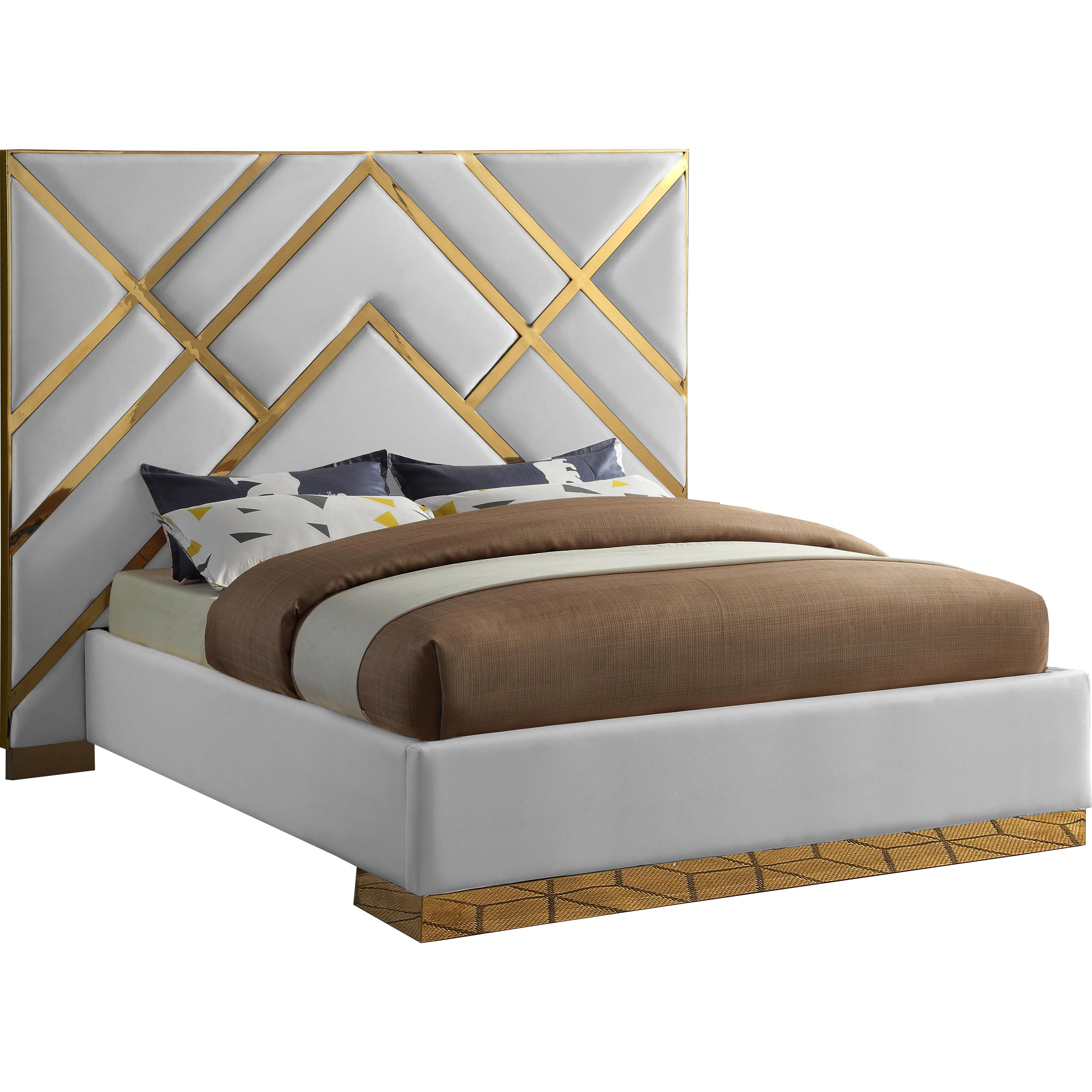 Meridian Vector White Vegan Leather King Bed