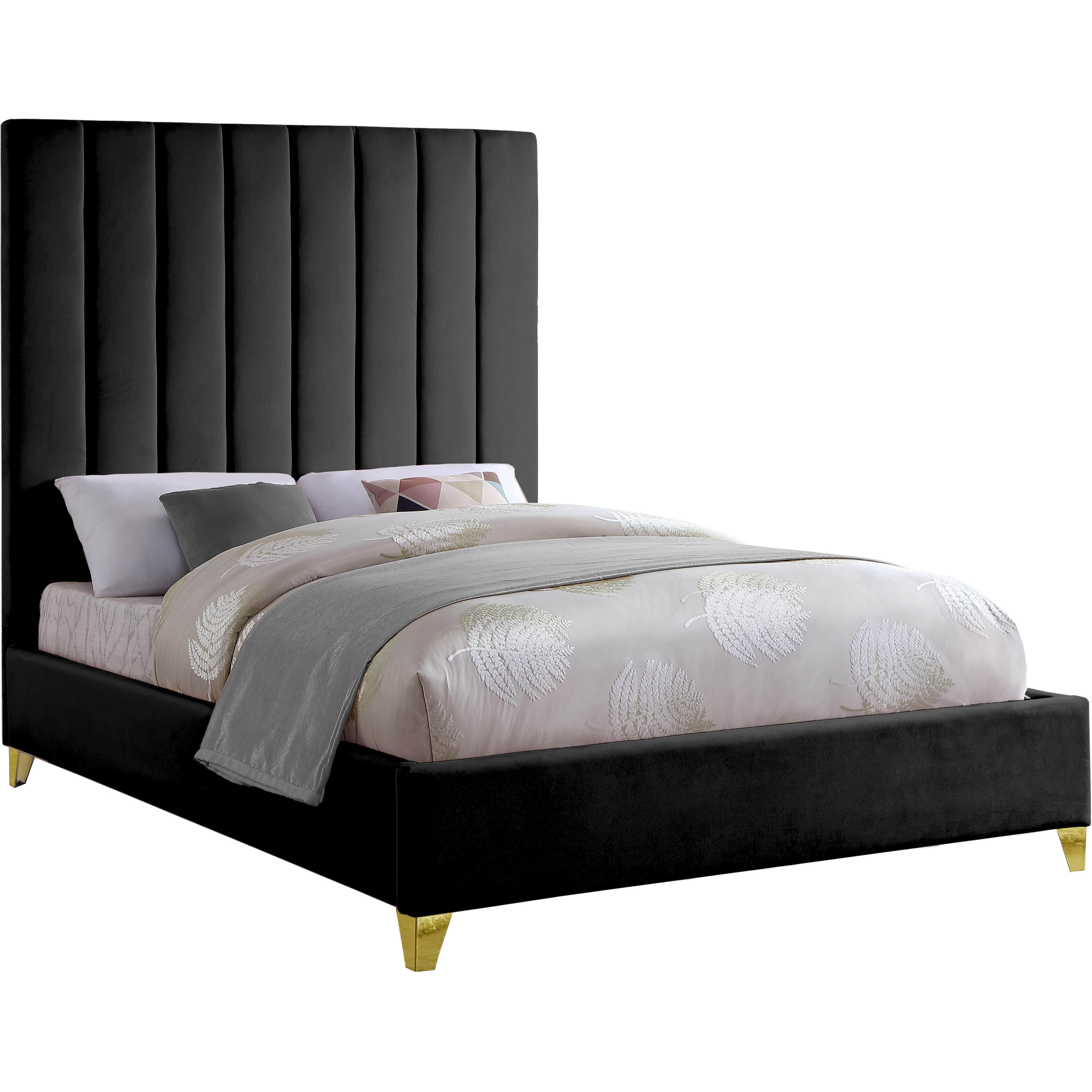 Meridian Via Black Velvet Full Bed