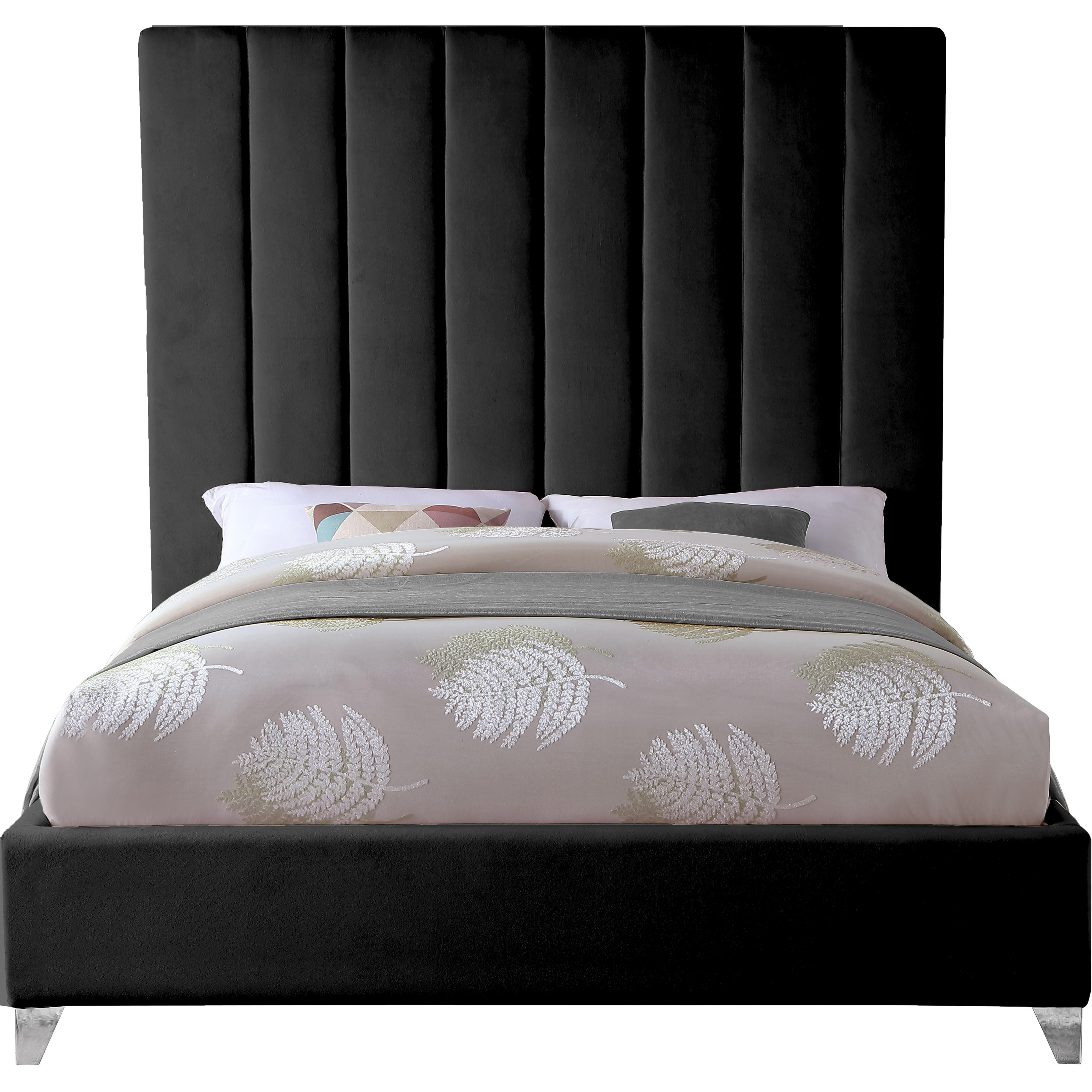 Meridian Via Black Velvet Full Bed