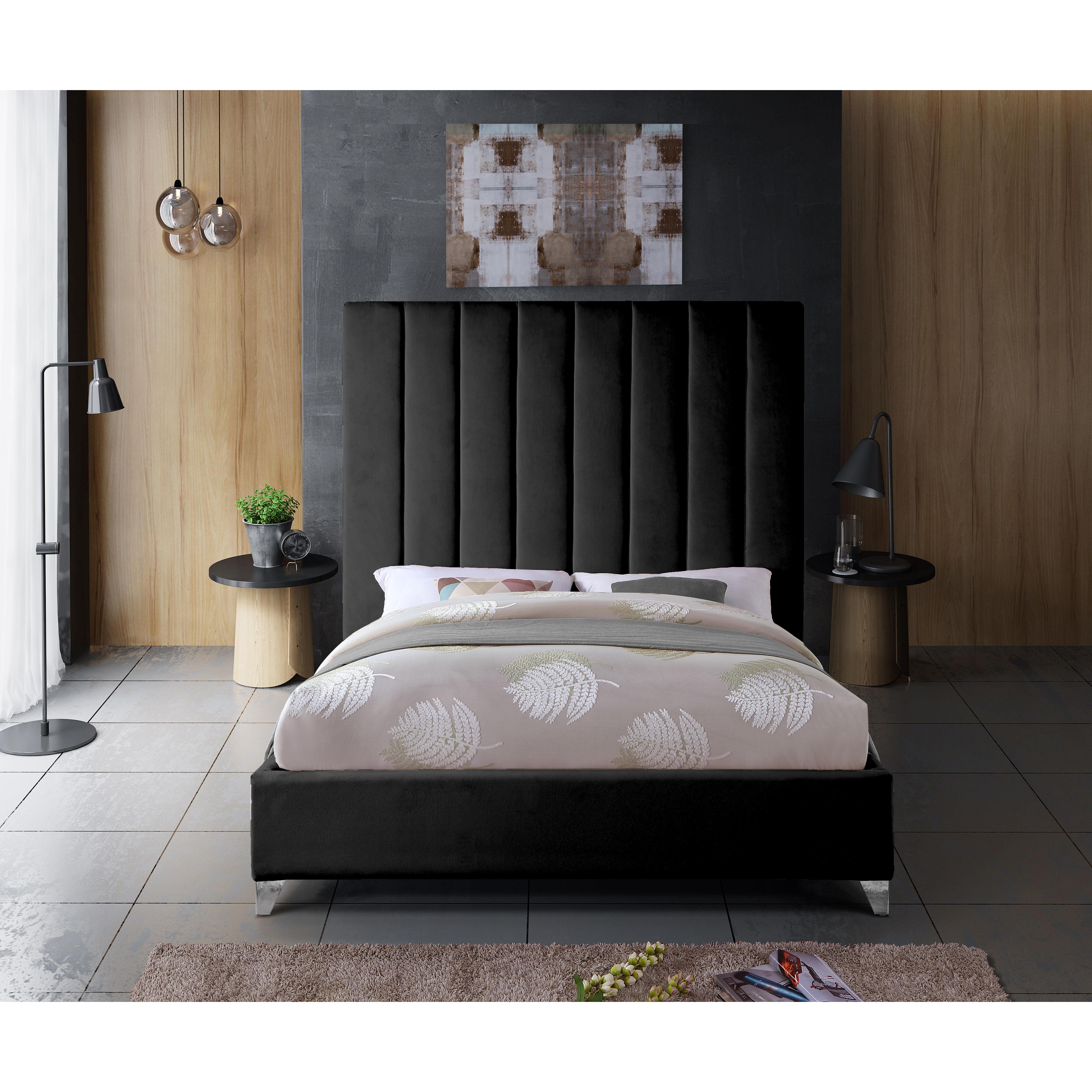 Meridian Via Black Velvet Full Bed