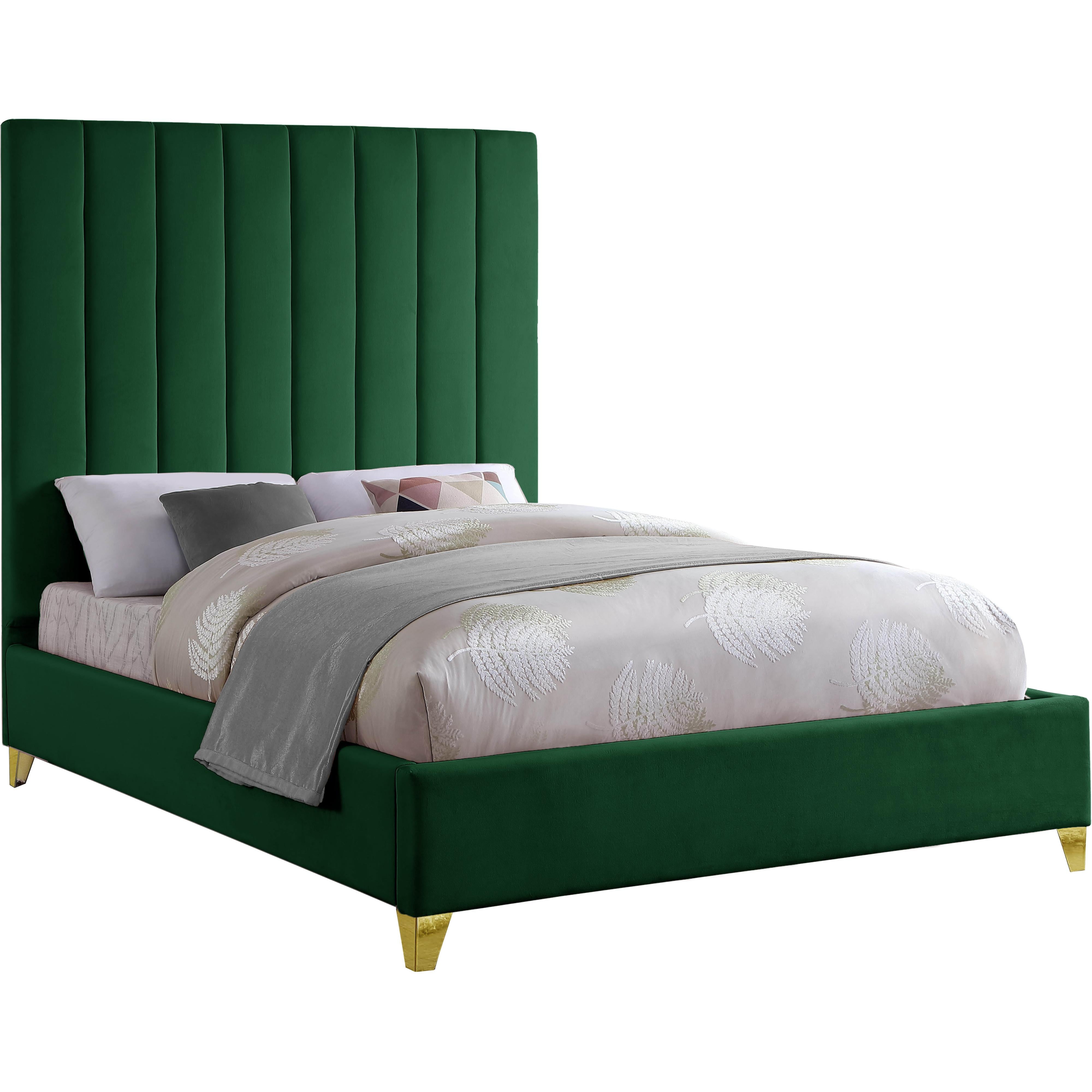 Meridian Via Green Velvet Full Bed