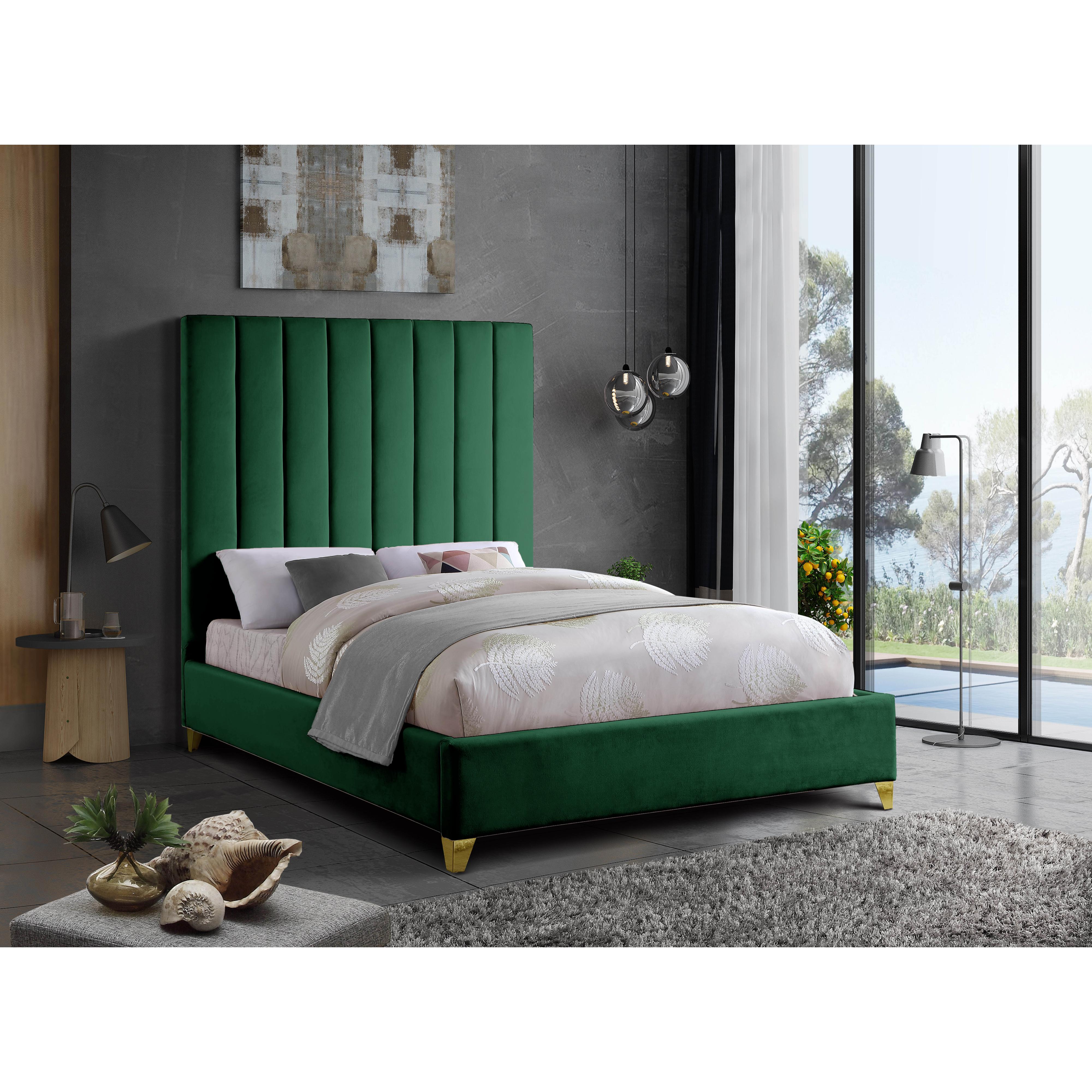 Meridian Via Green Velvet Full Bed