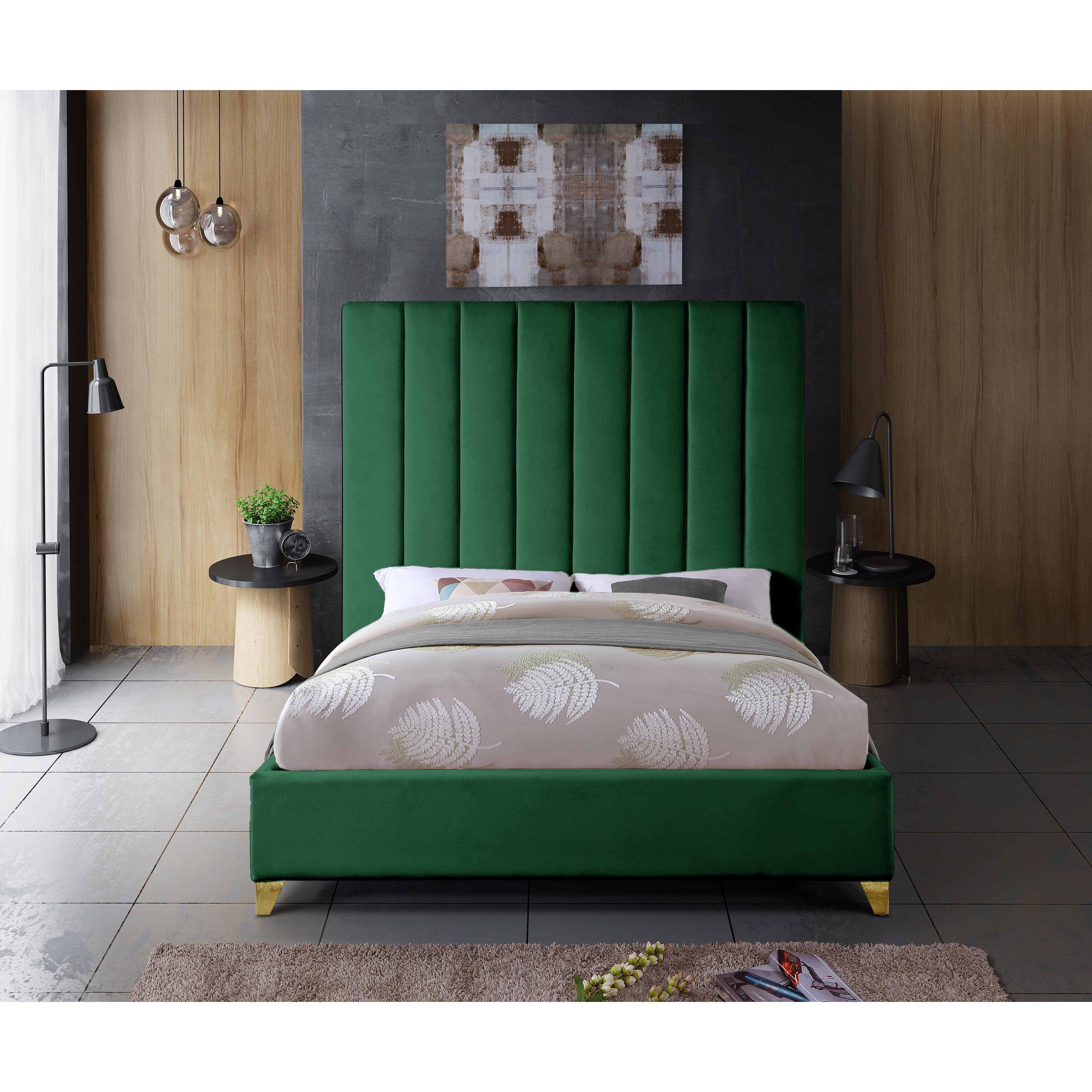 Meridian Via Green Velvet Full Bed