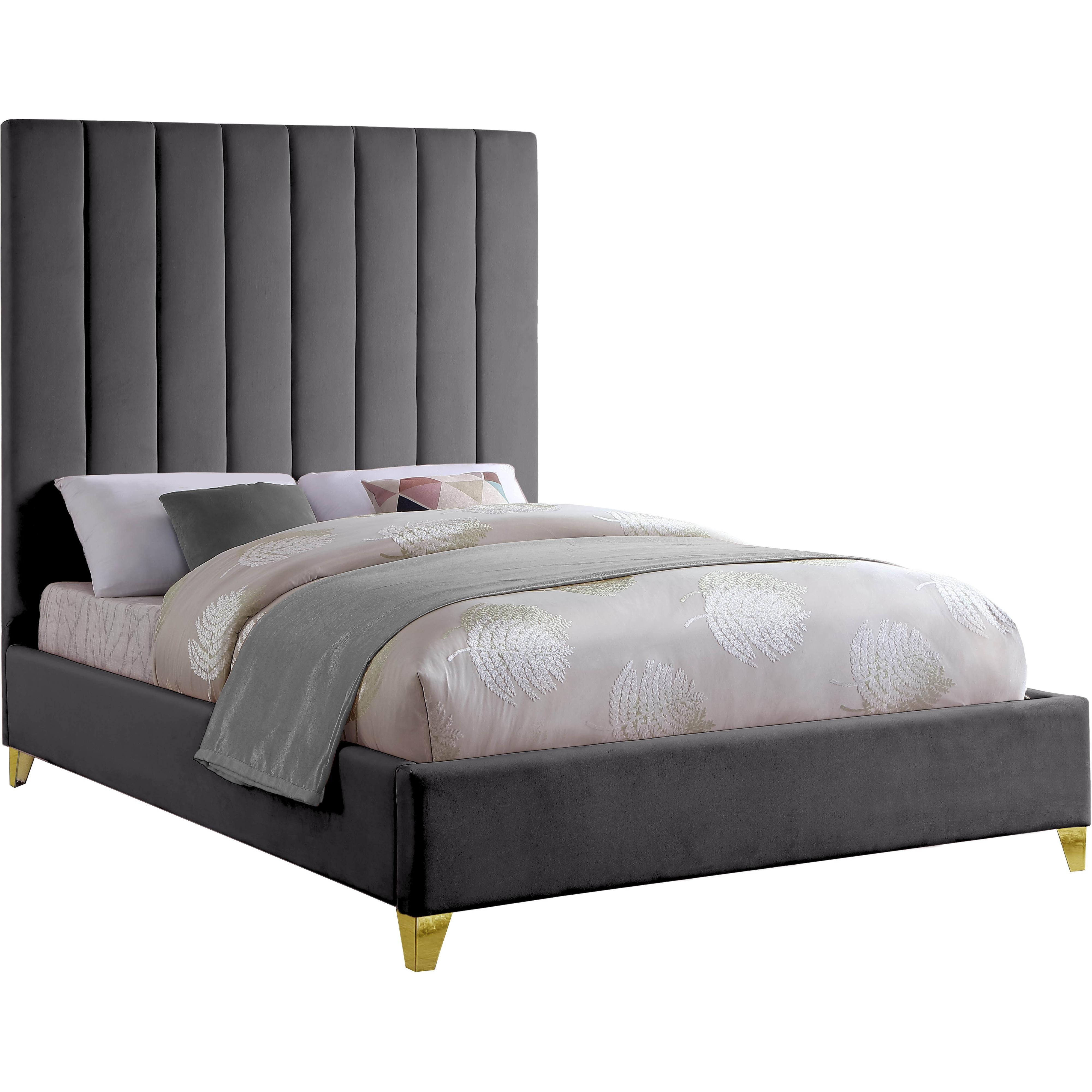 Meridian Via Grey Velvet Full Bed