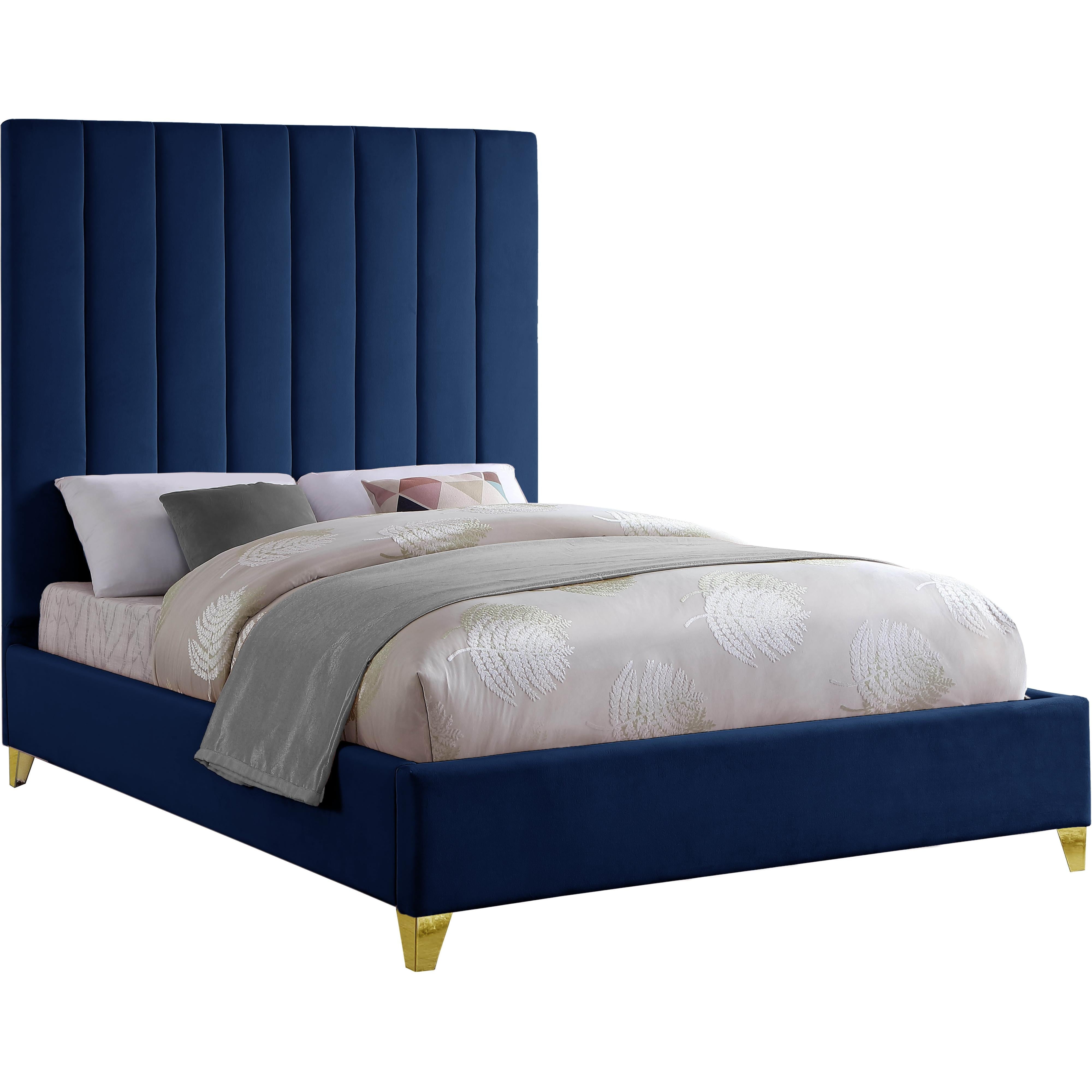 Meridian Via Navy Velvet Full Bed