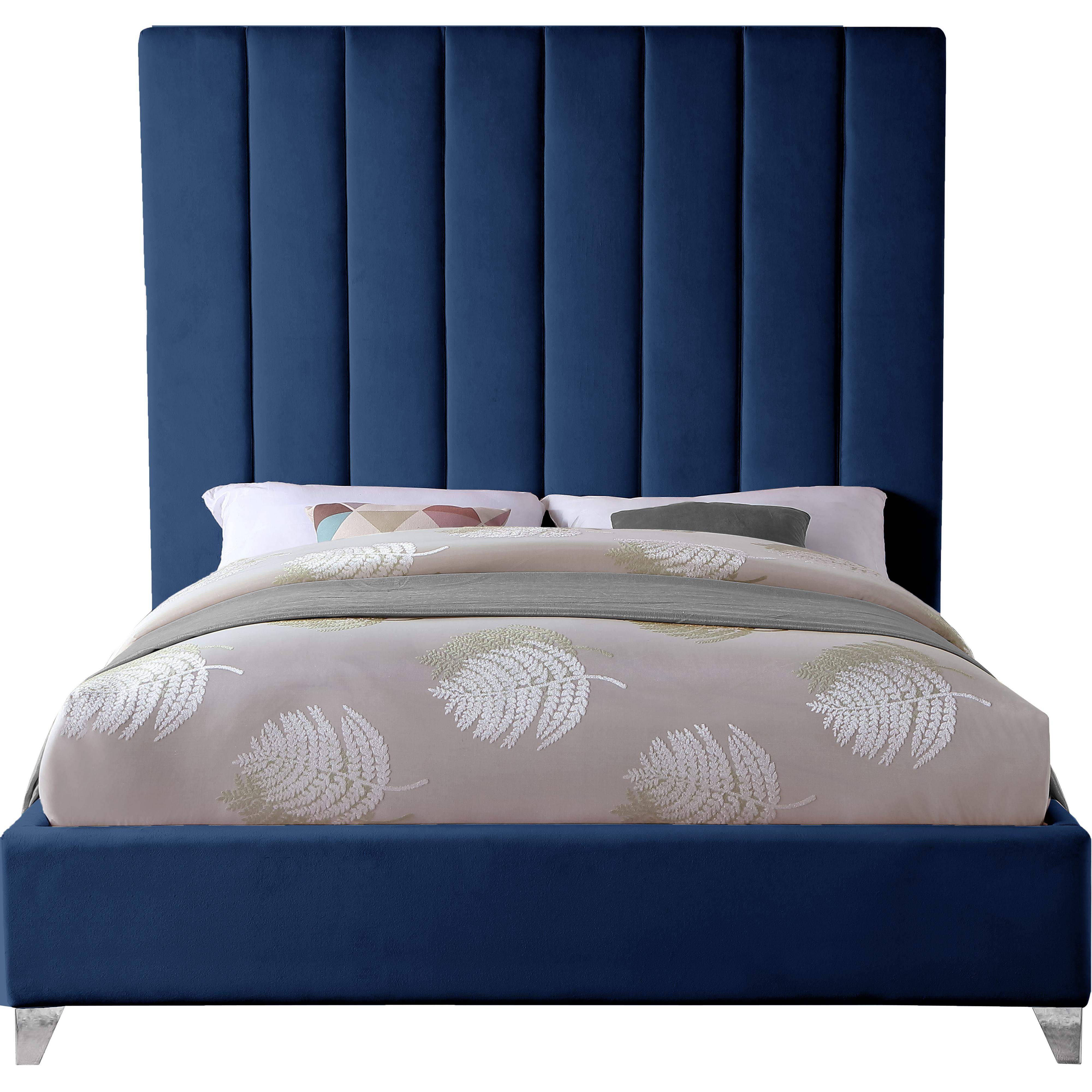 Meridian Via Navy Velvet Full Bed