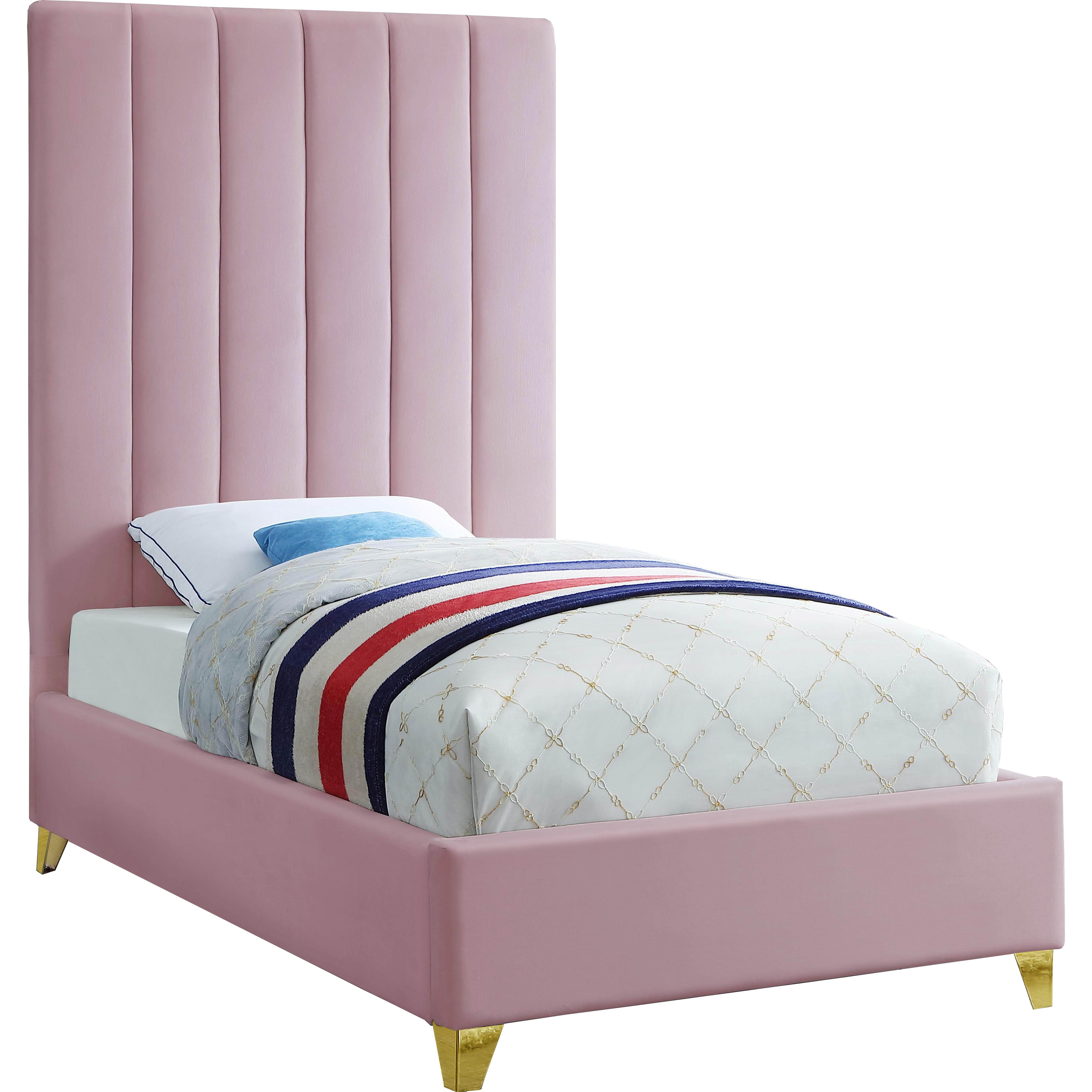 Meridian Via Pink Velvet Full Bed