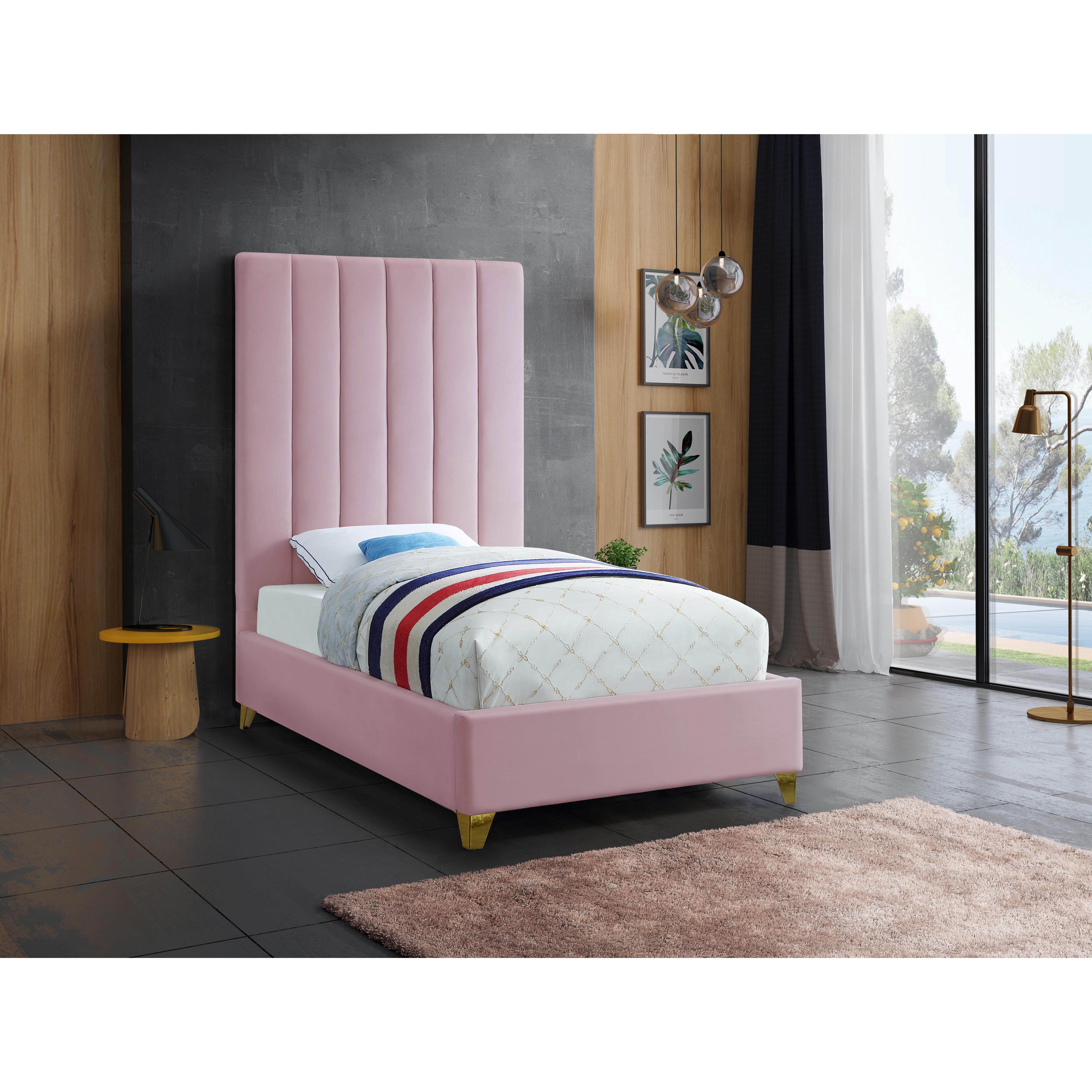 Meridian Via Pink Velvet Full Bed