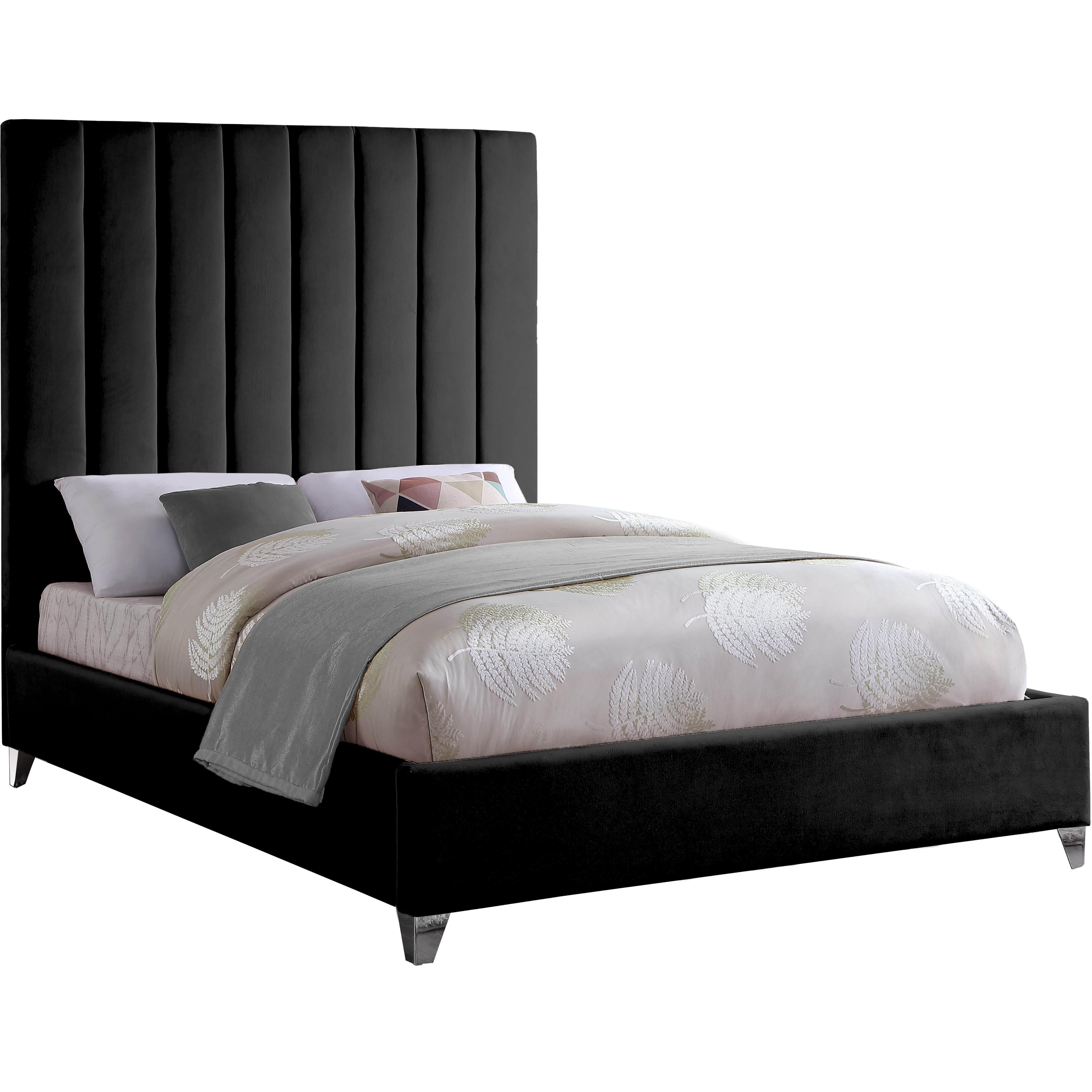 Meridian Via Black Velvet King Bed