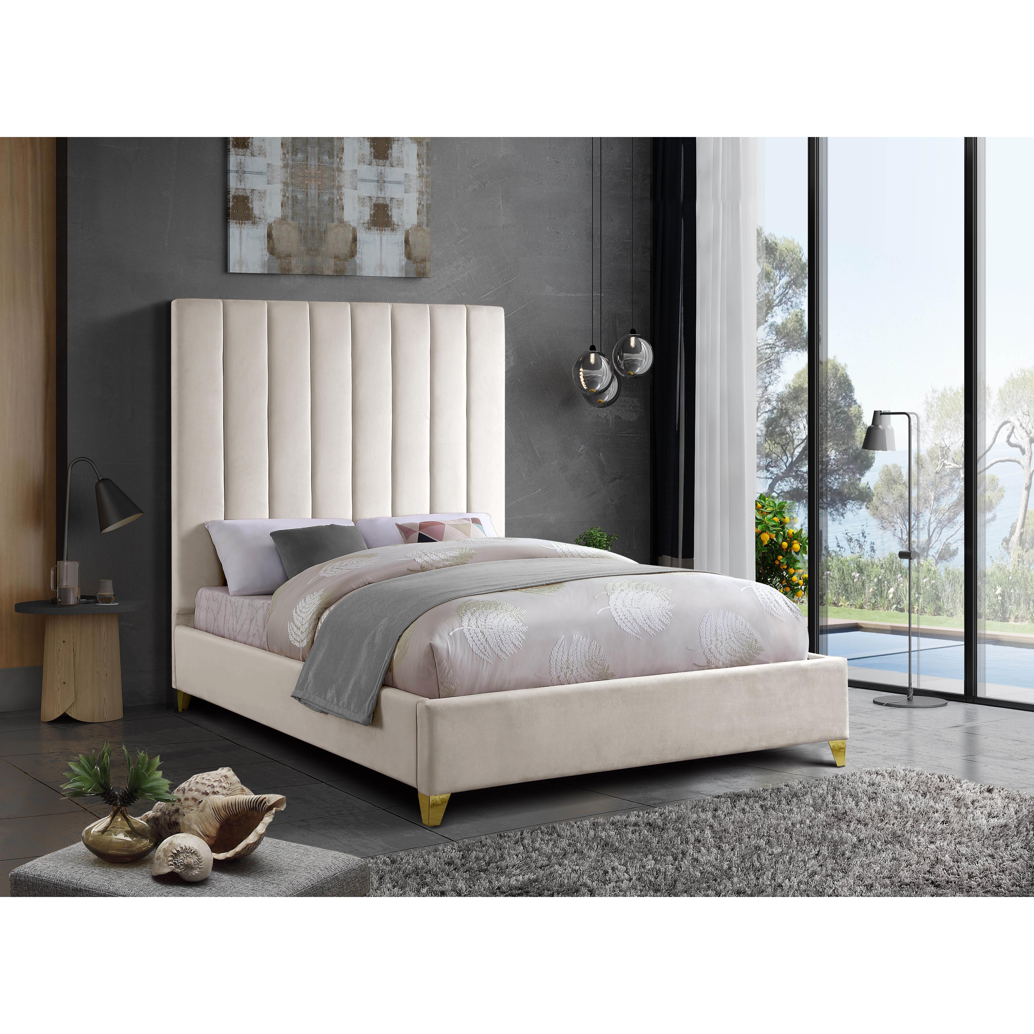 Meridian Via Cream Velvet King Bed