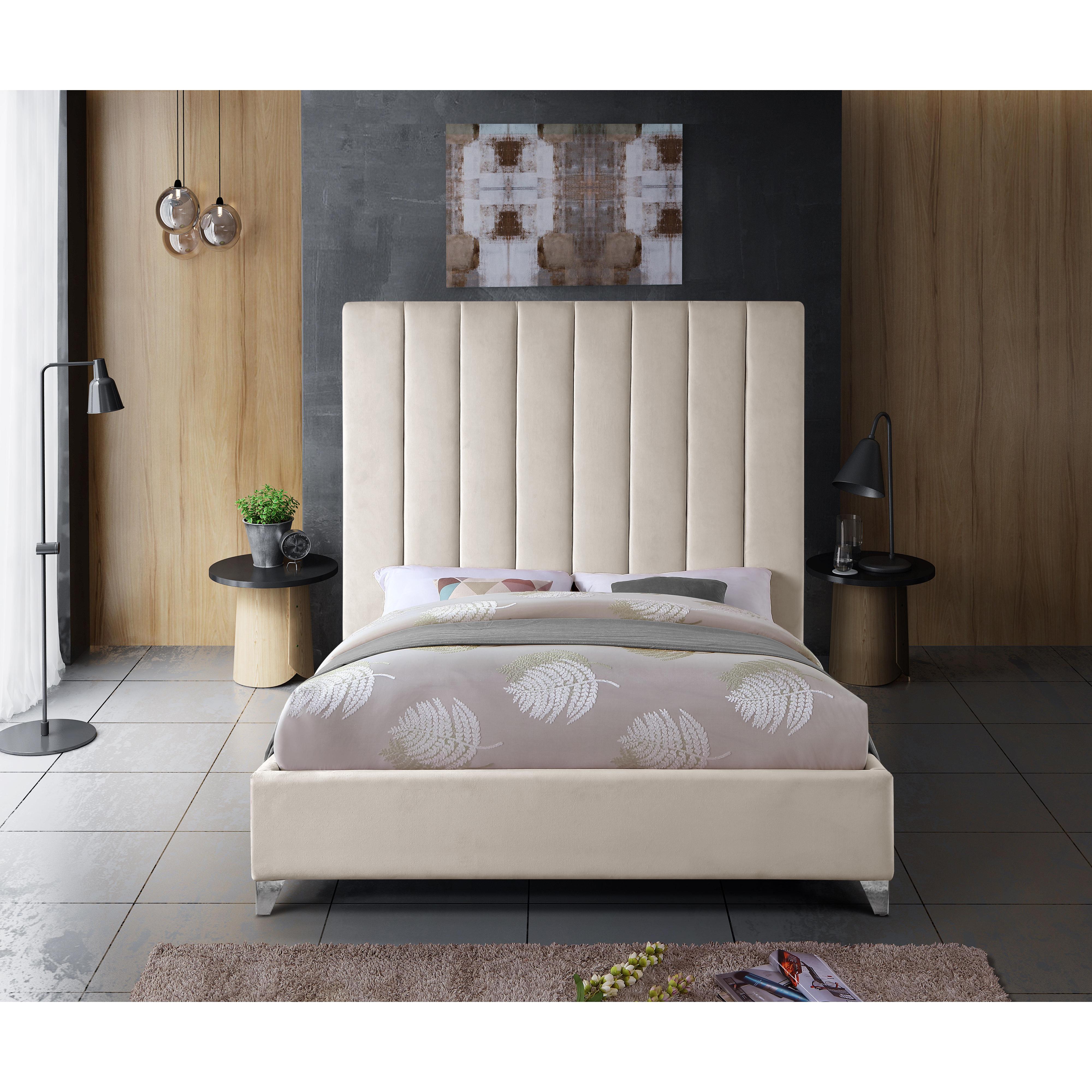 Meridian Via Cream Velvet King Bed