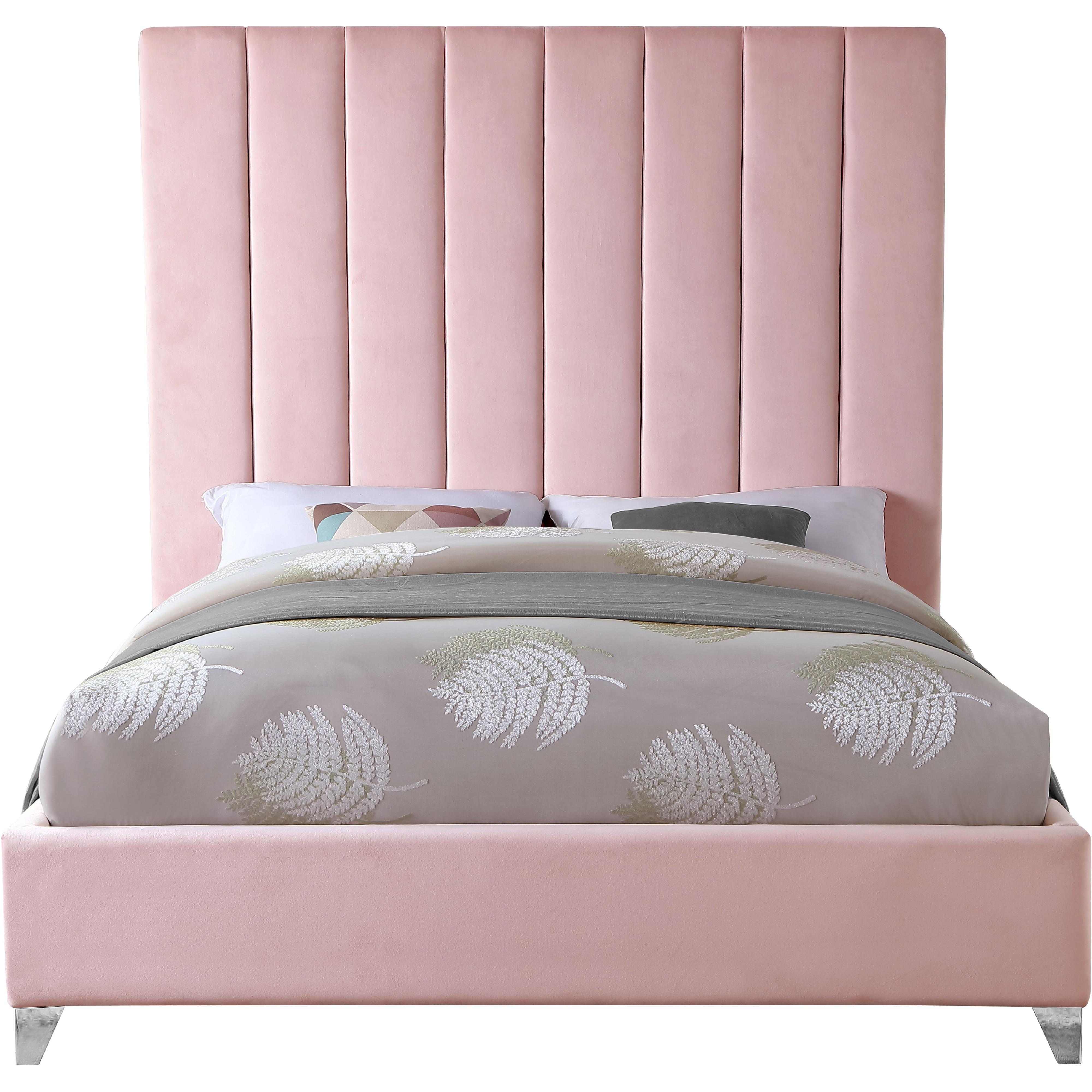 Meridian Via Pink Velvet King Bed