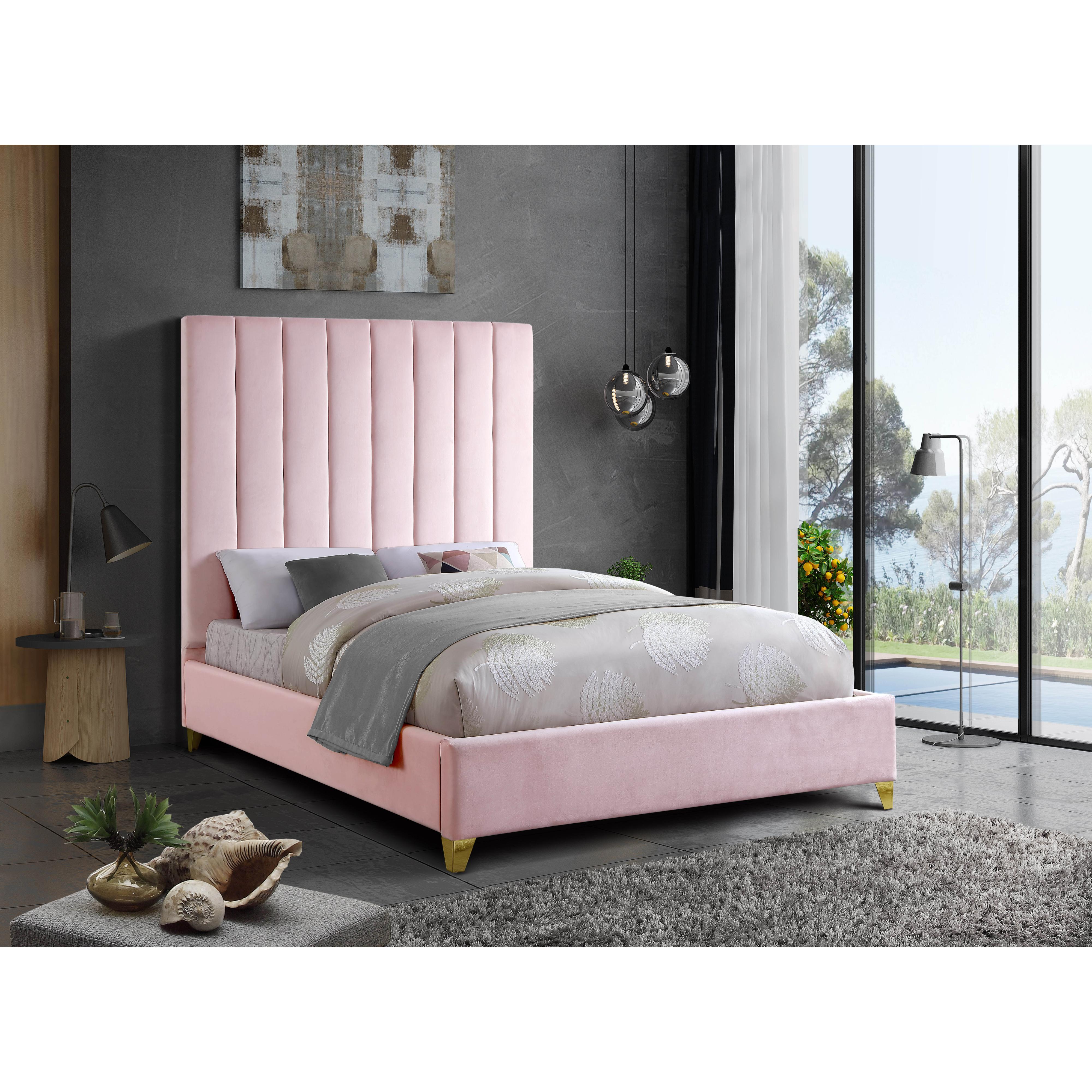 Meridian Via Pink Velvet King Bed