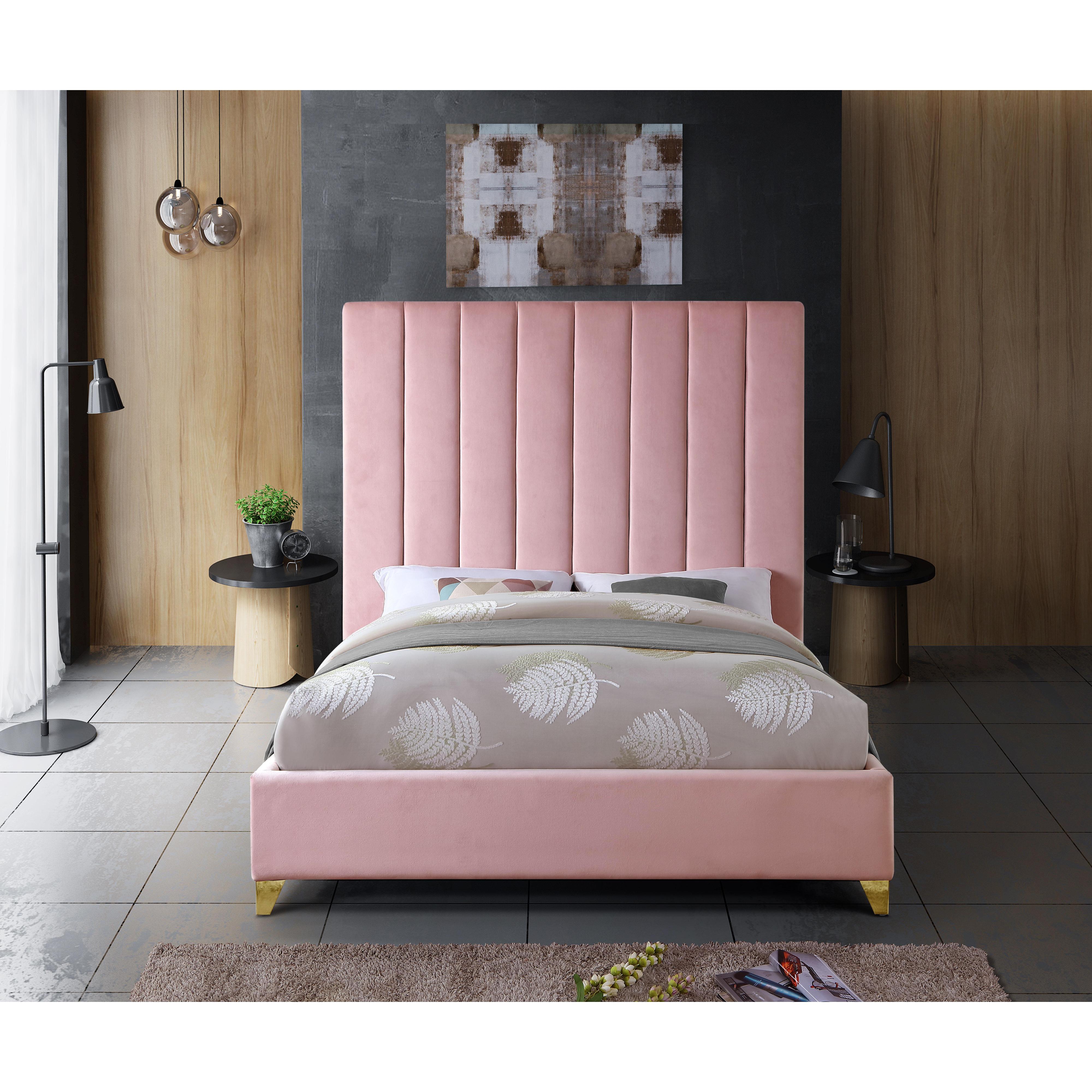 Meridian Via Pink Velvet King Bed