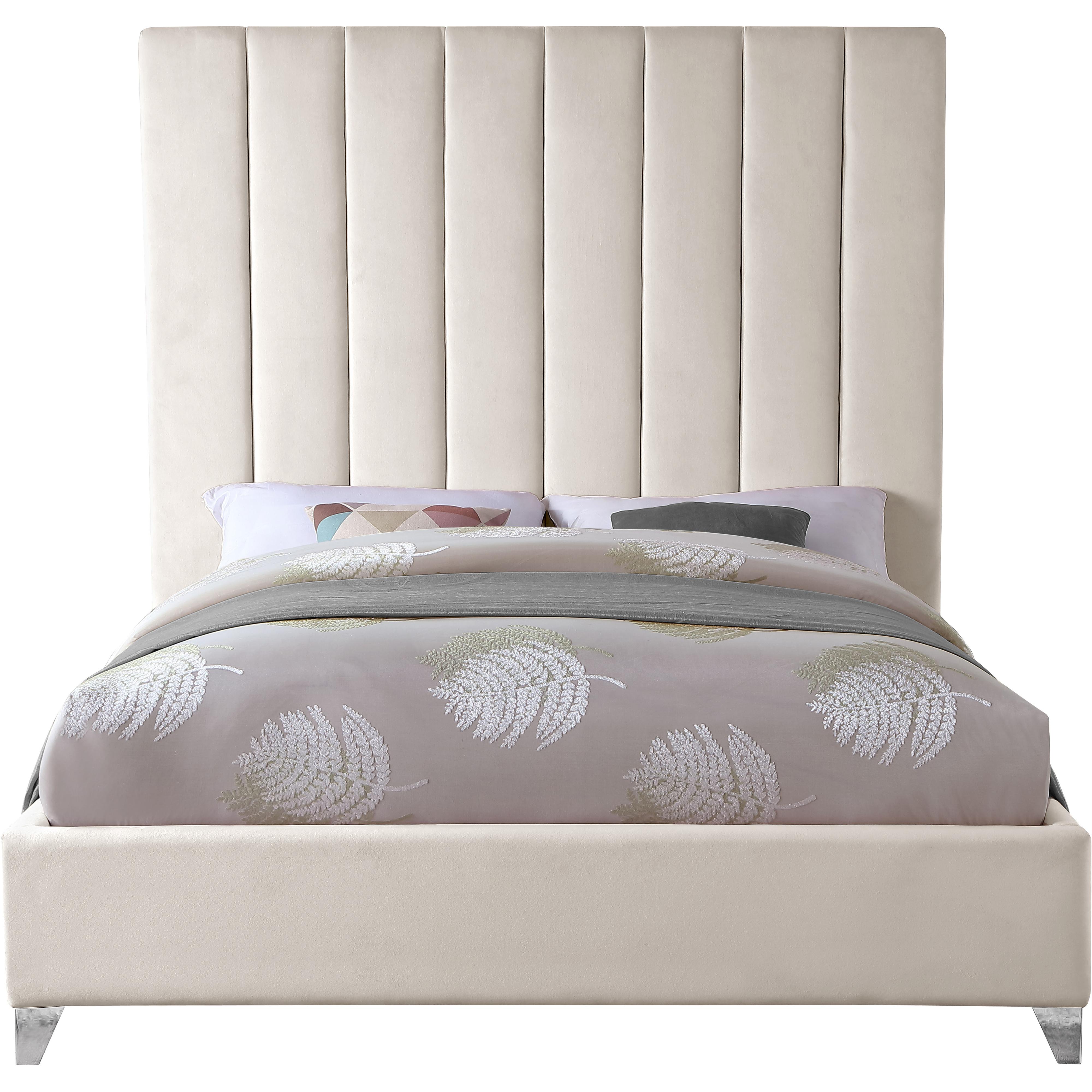 Meridian Via Cream Velvet Queen Bed