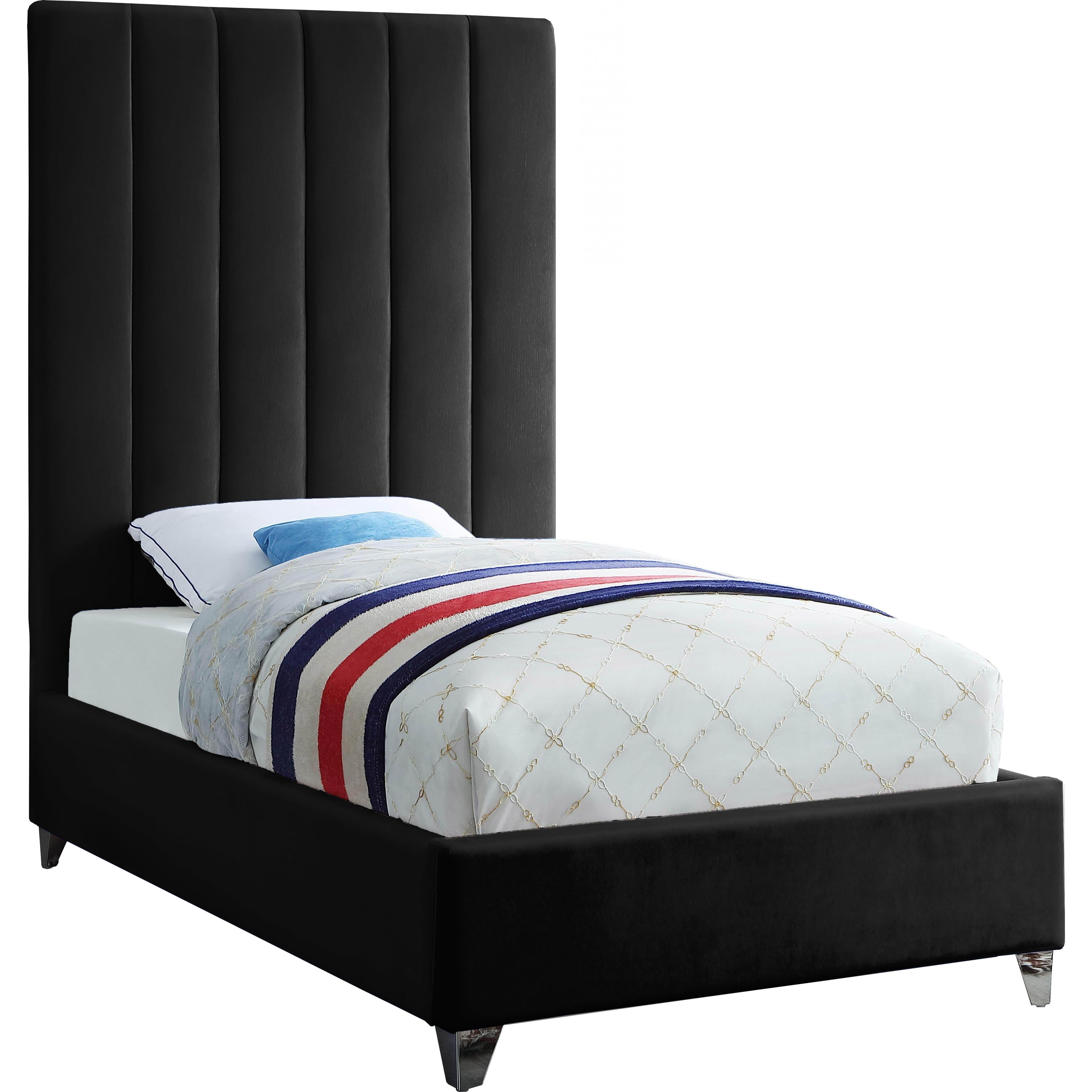 Meridian Via Black Velvet Twin Bed