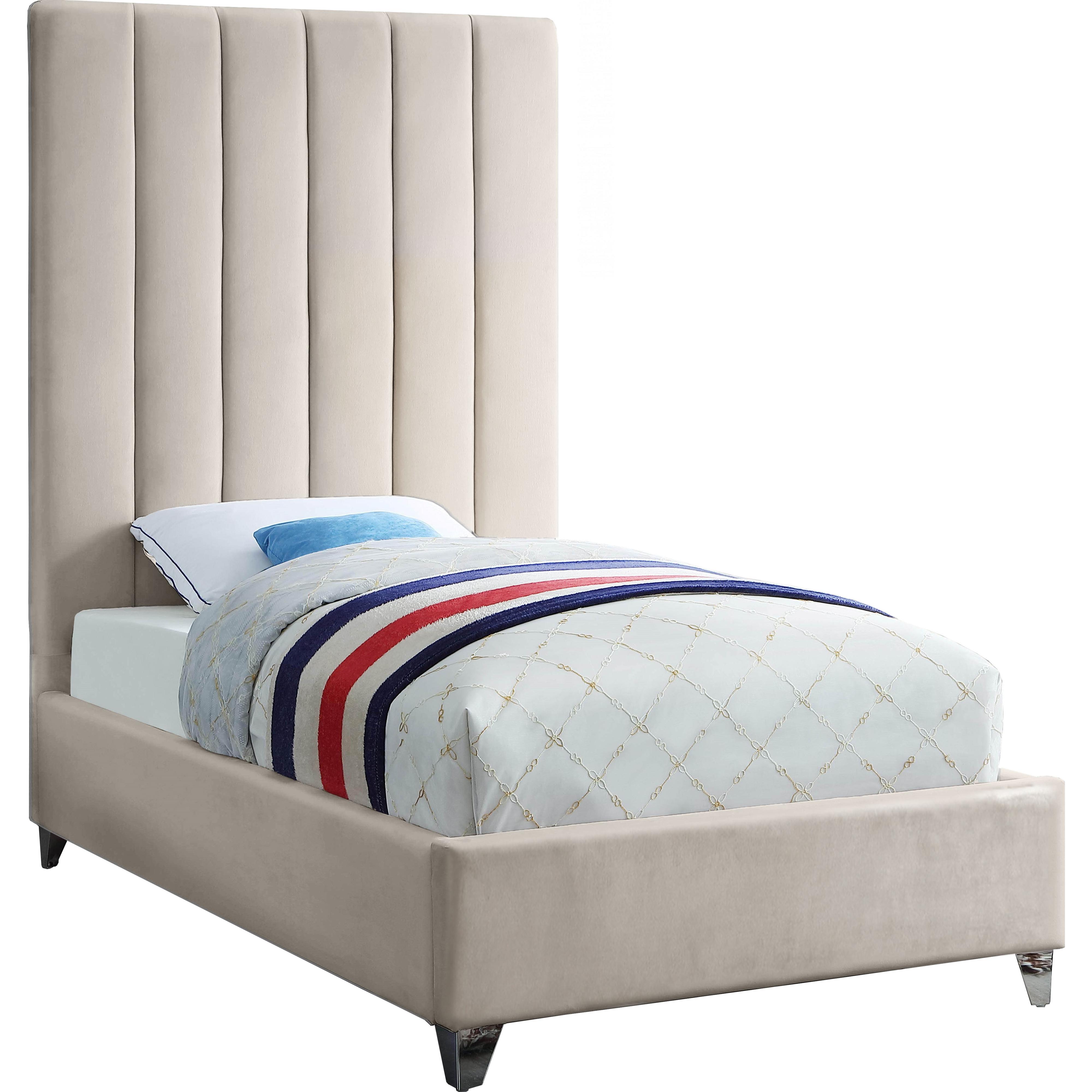 Meridian Via Cream Velvet Twin Bed