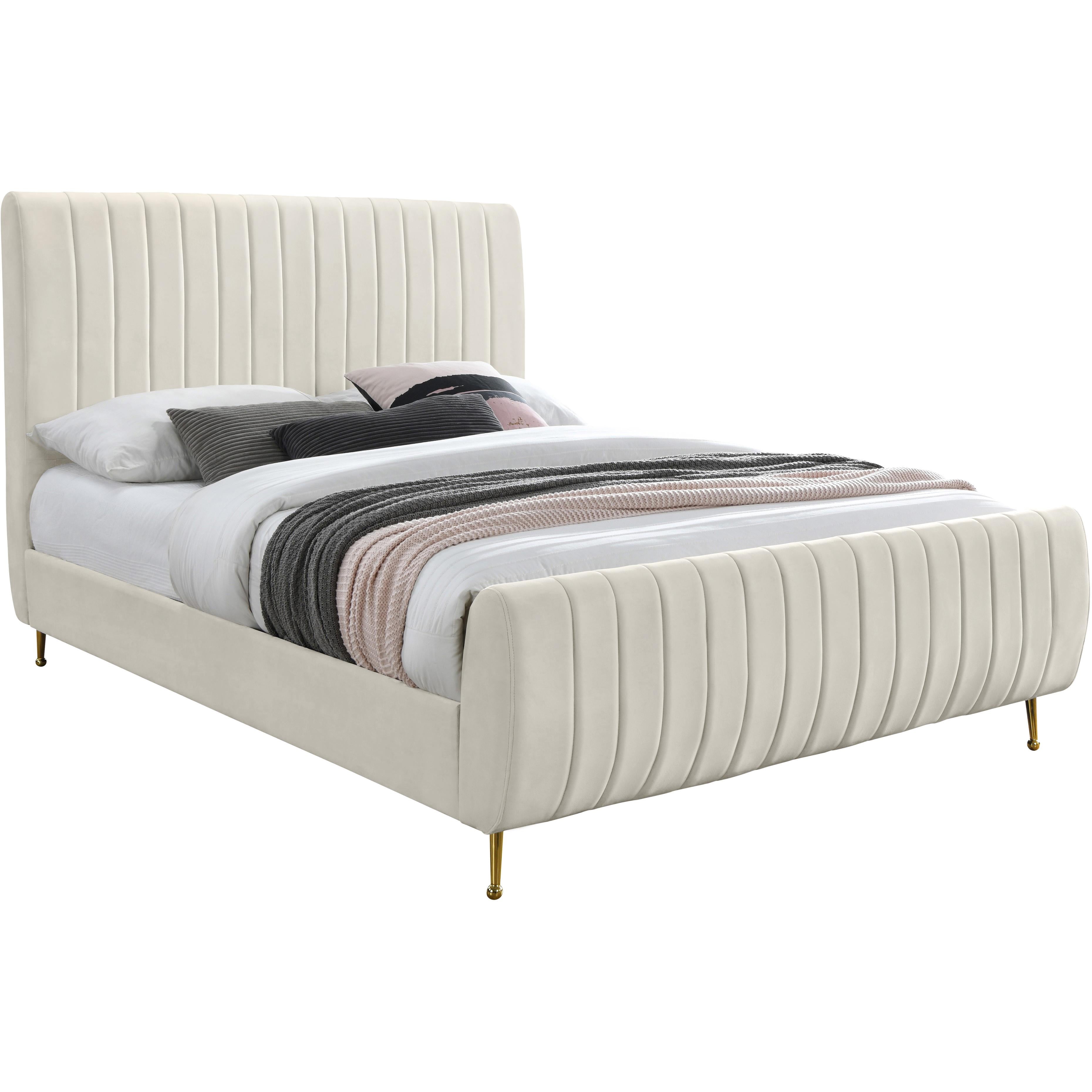 Meridian Zara Cream Velvet Full Bed (3 Boxes)