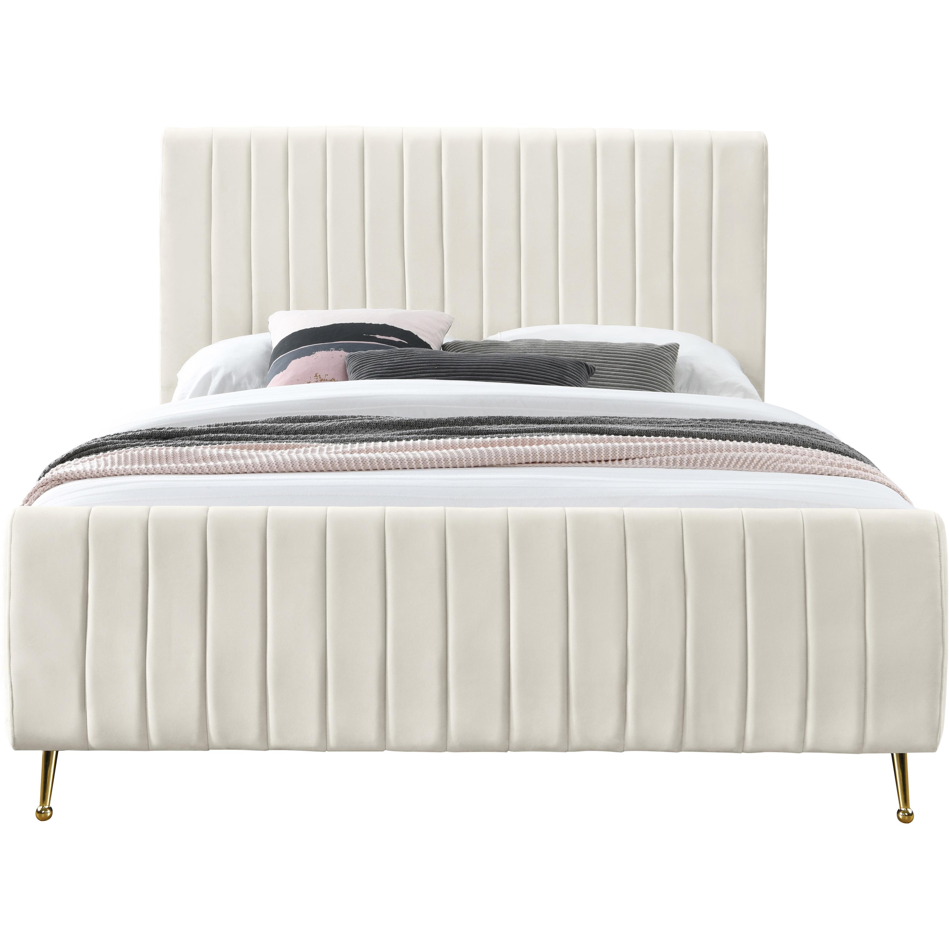 Meridian Zara Cream Velvet Full Bed (3 Boxes)