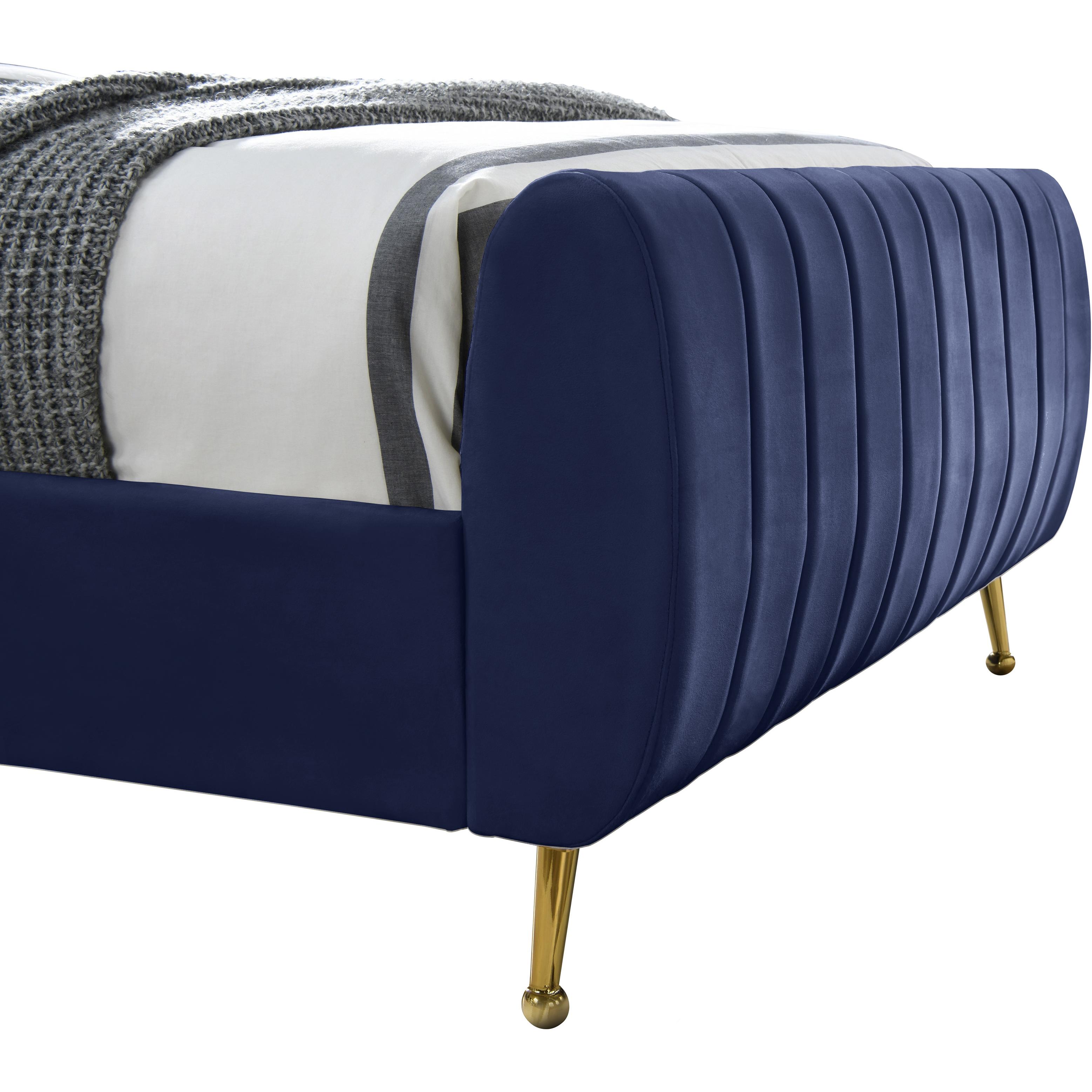 Meridian Zara Navy Velvet Full Bed (3 Boxes)