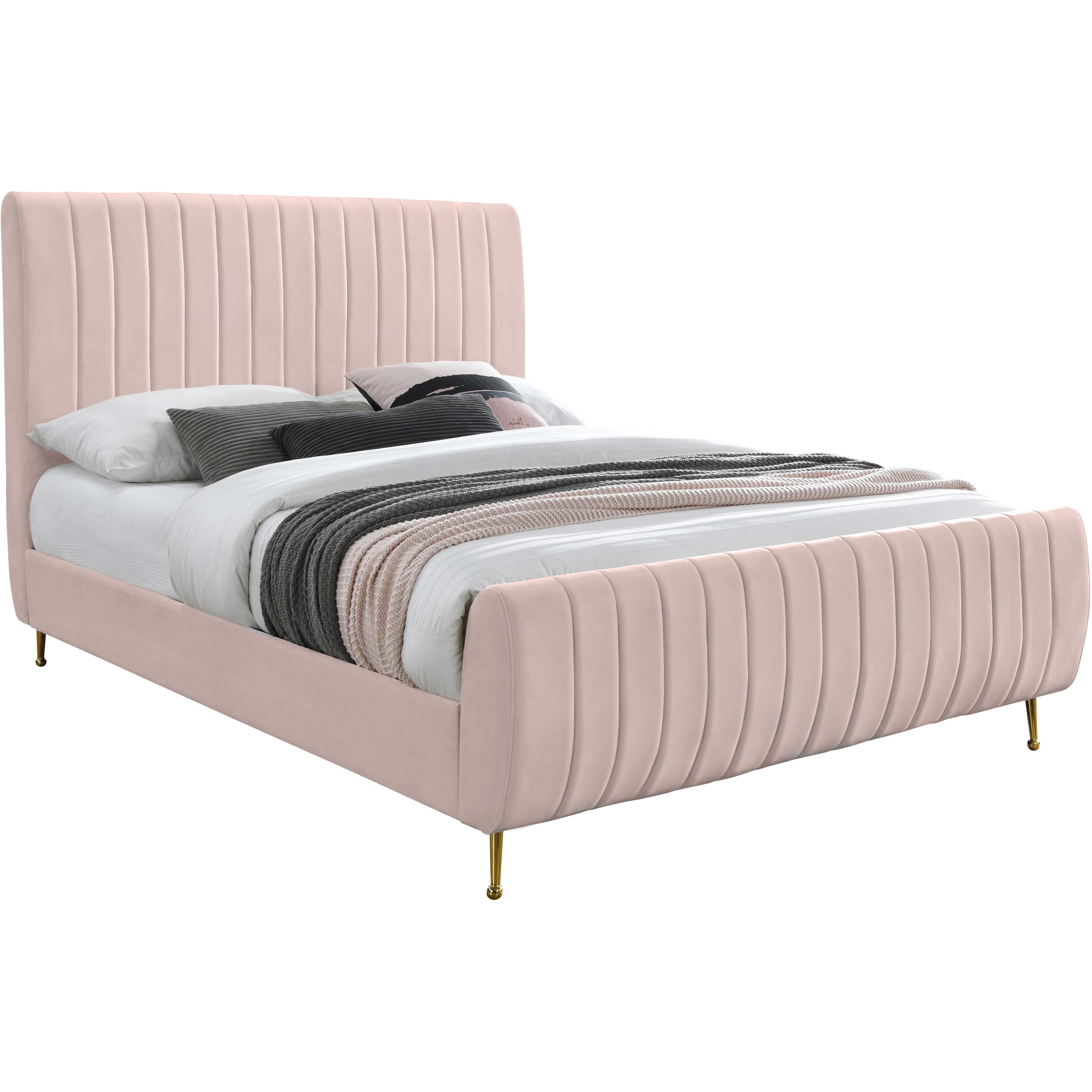 Meridian Zara Pink Velvet Full Bed (3 Boxes)