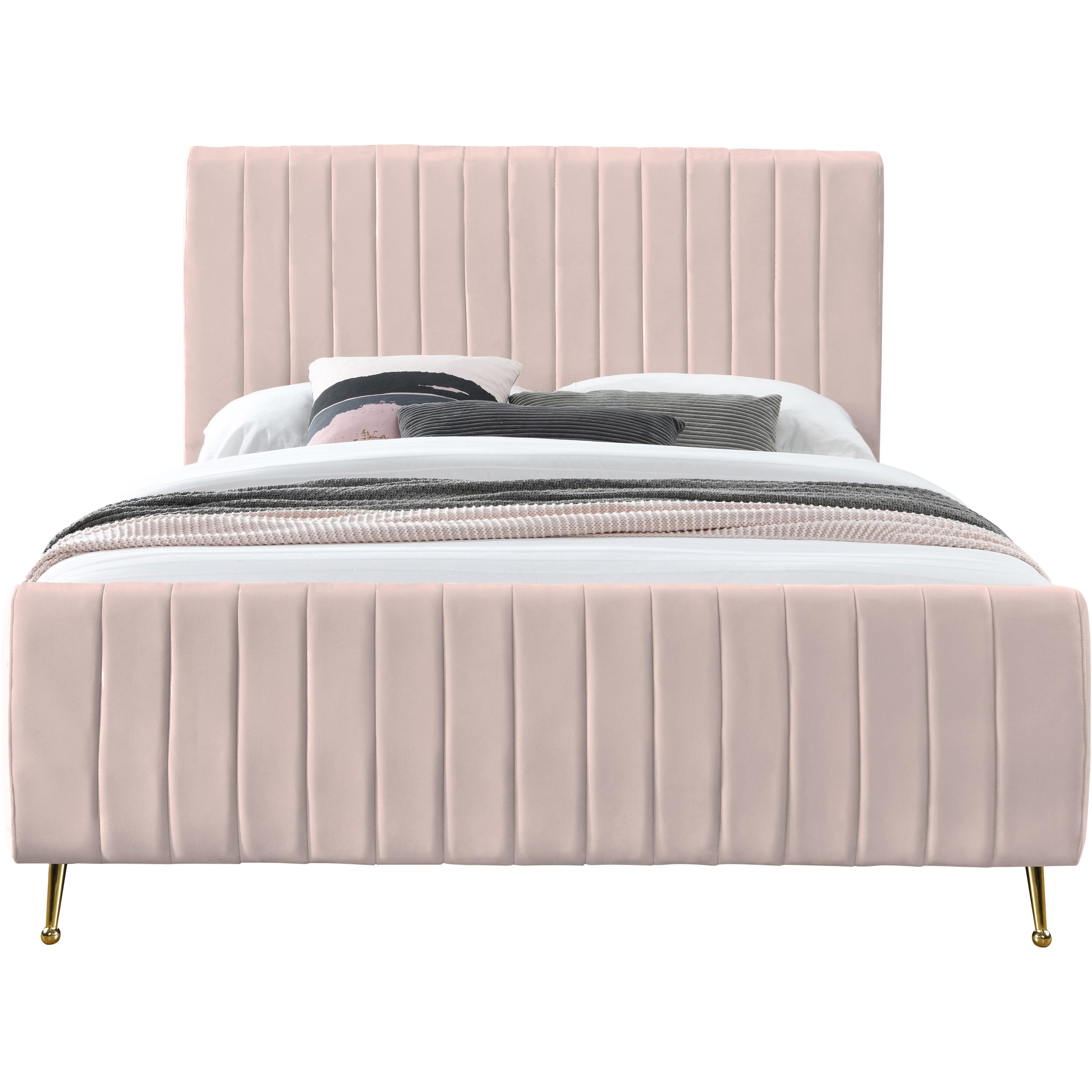 Meridian Zara Pink Velvet Full Bed (3 Boxes)