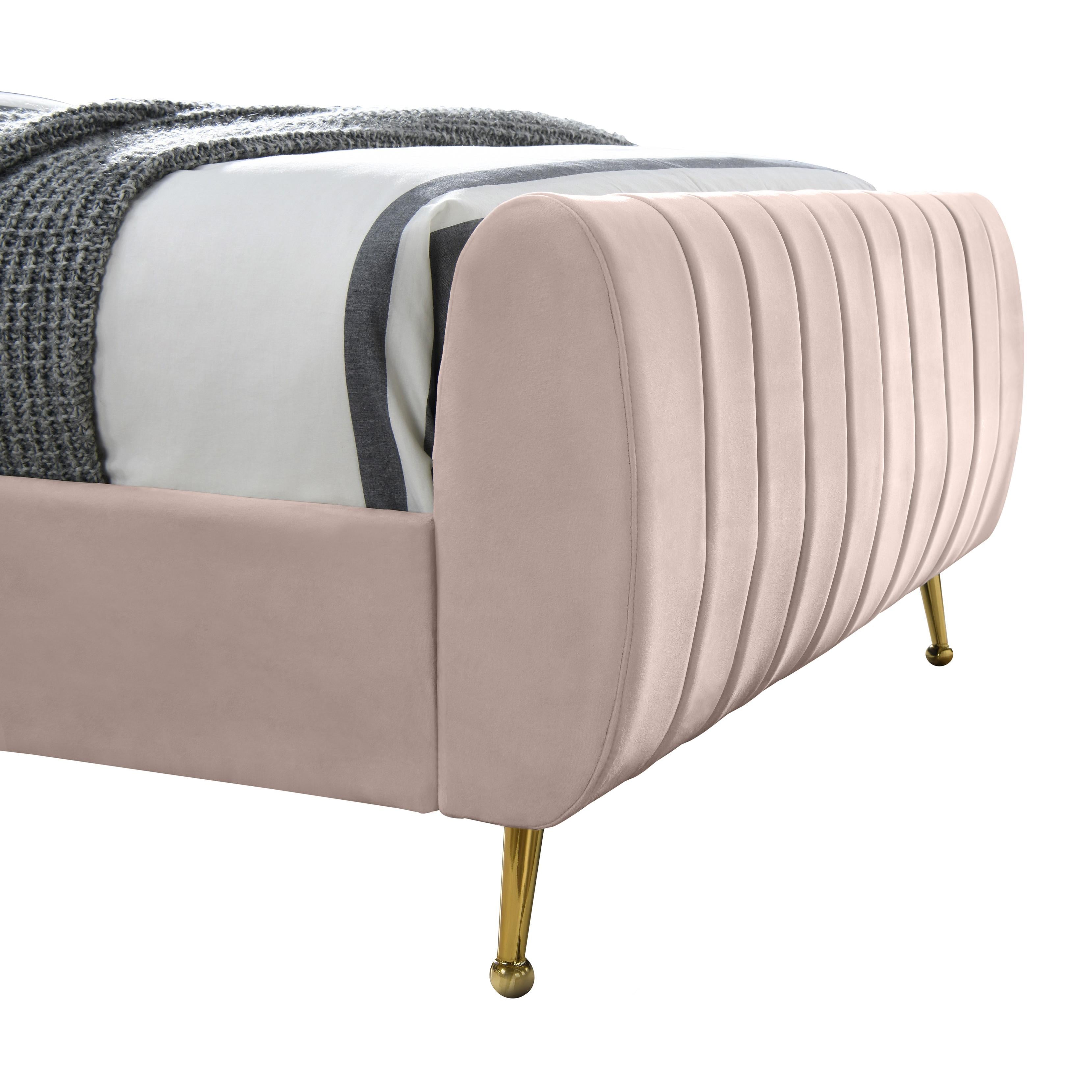 Meridian Zara Pink Velvet Full Bed (3 Boxes)