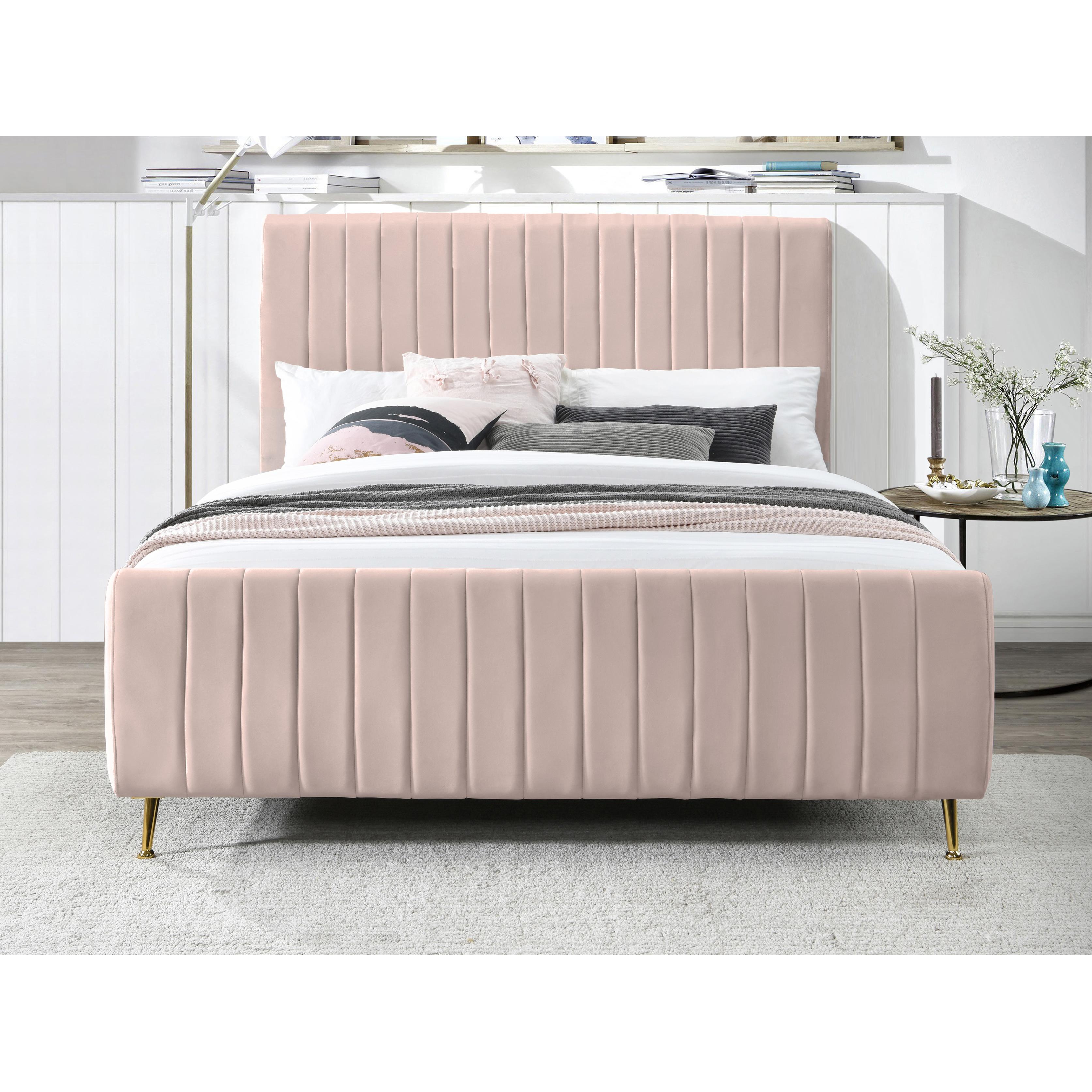 Meridian Zara Pink Velvet Full Bed (3 Boxes)